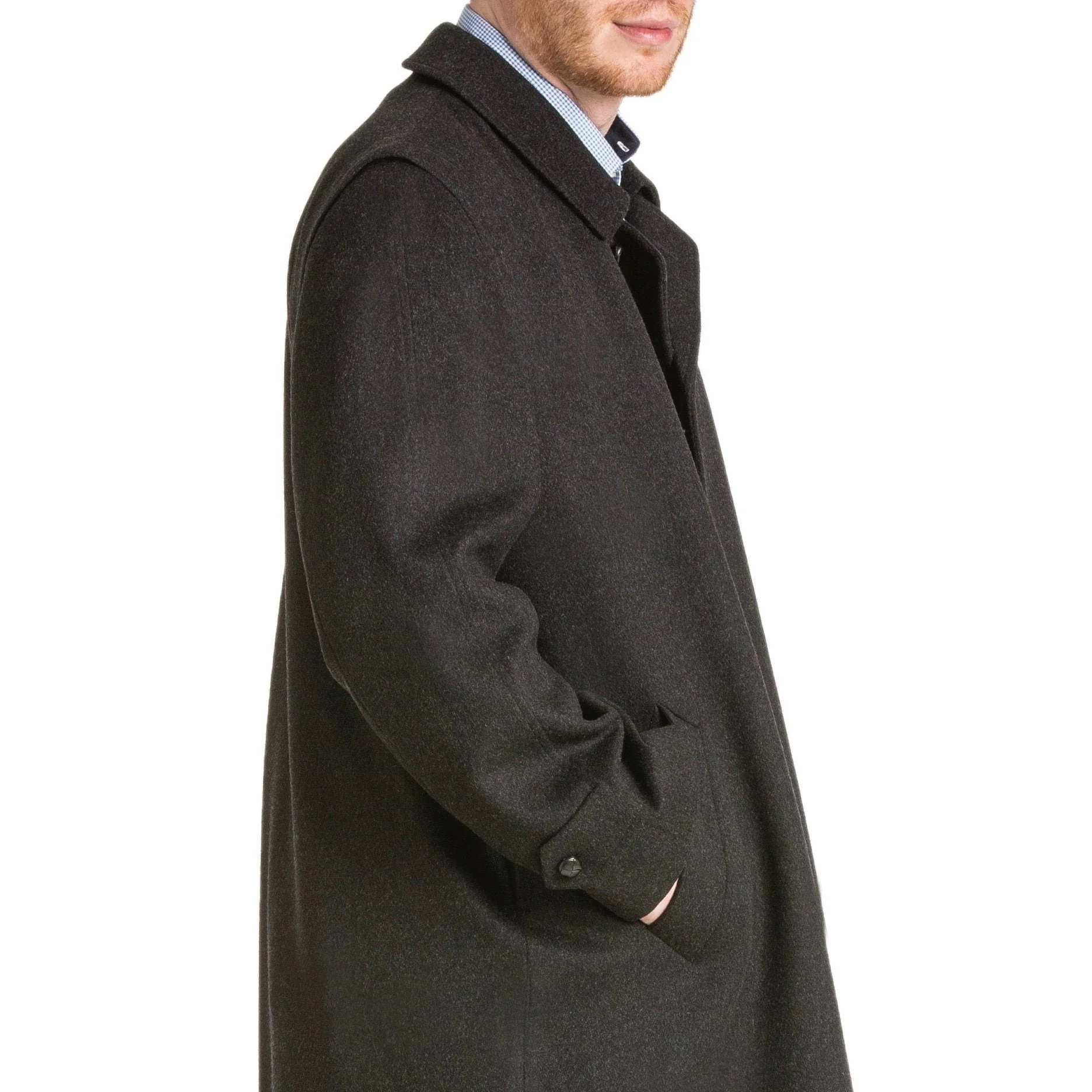 Richard - 100% Cashmere Men's Full Length Charcoal Loden Overcoat - Image 3