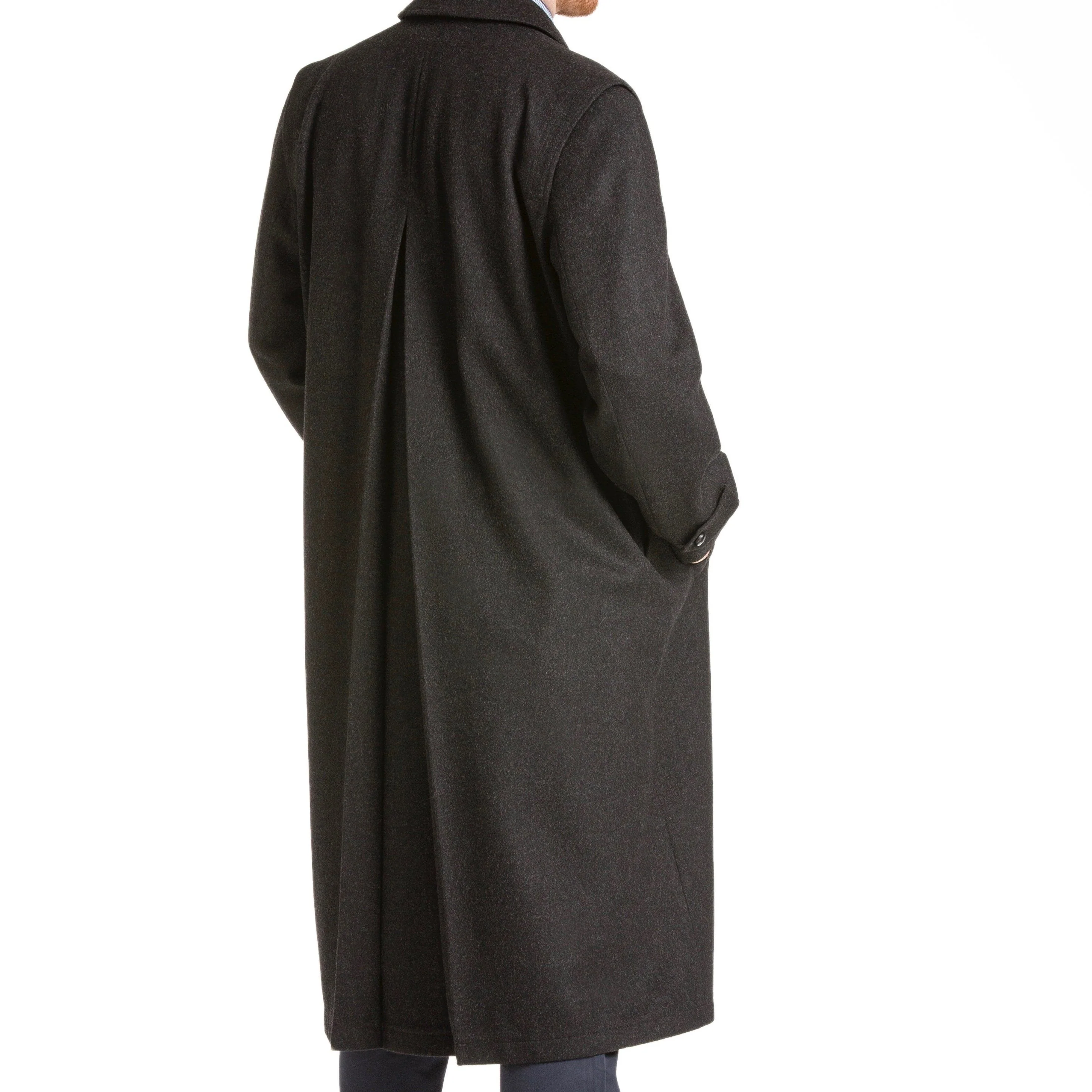 Richard - 100% Cashmere Men's Full Length Charcoal Loden Overcoat - Image 4