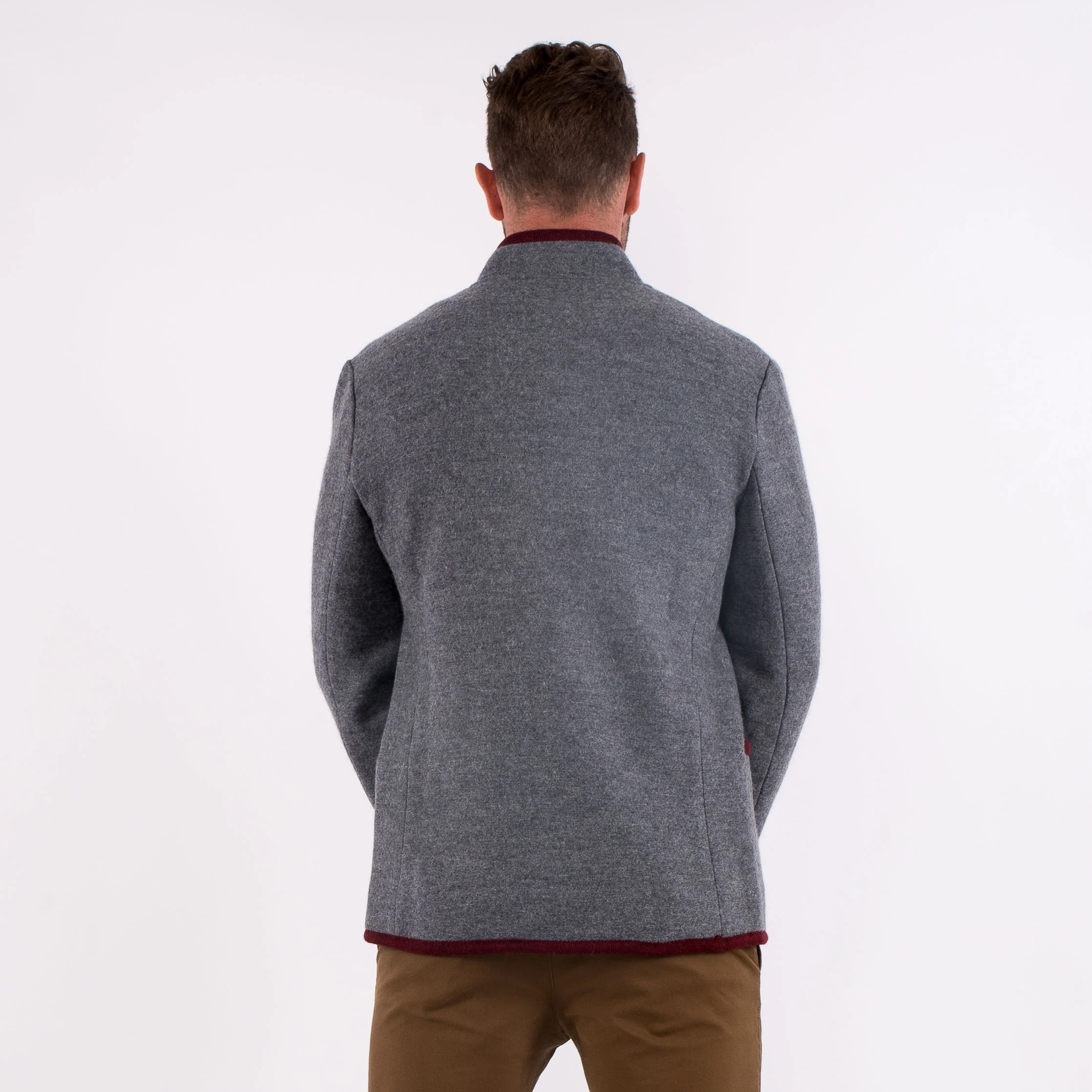 Clemens - Men's Austrian Boiled Wool Trachten Jacket in Gray - Image 4