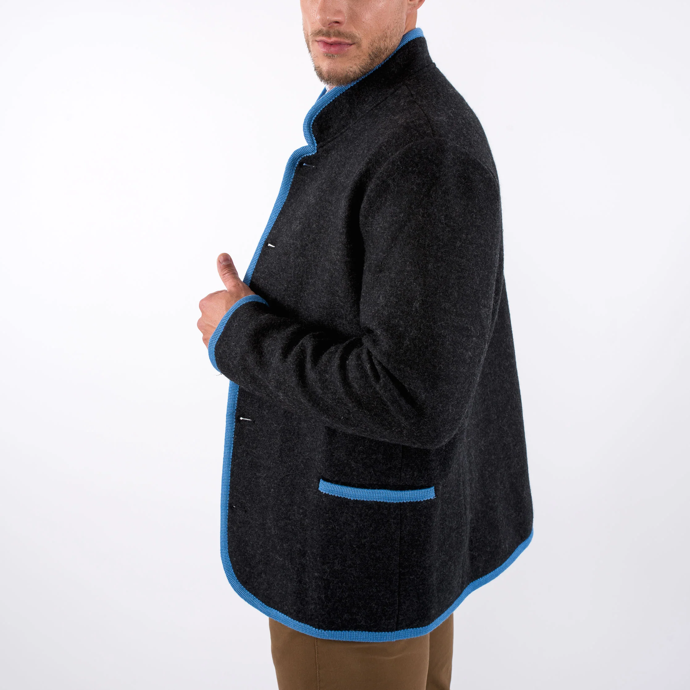 Thomas - Austrian Boiled Wool 'Walk' Jacket in Charcoal - Image 3