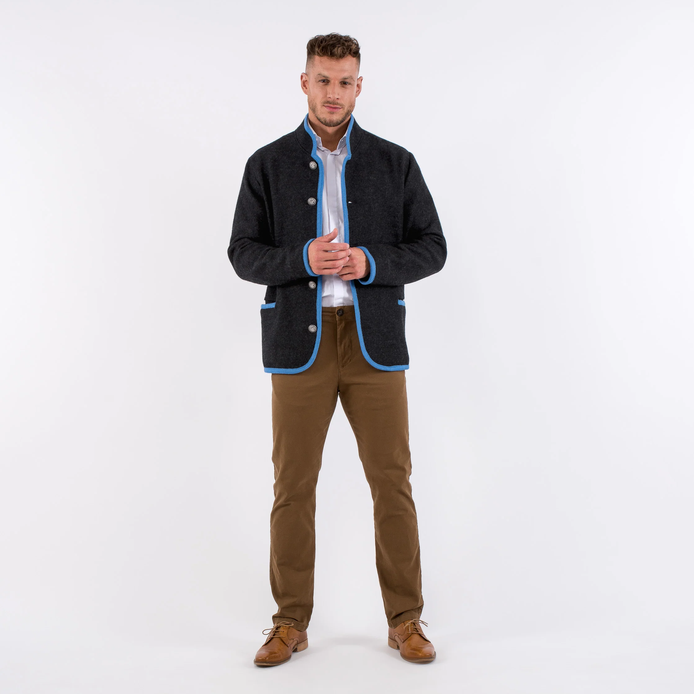 Thomas - Austrian Boiled Wool 'Walk' Jacket in Charcoal - Image 4