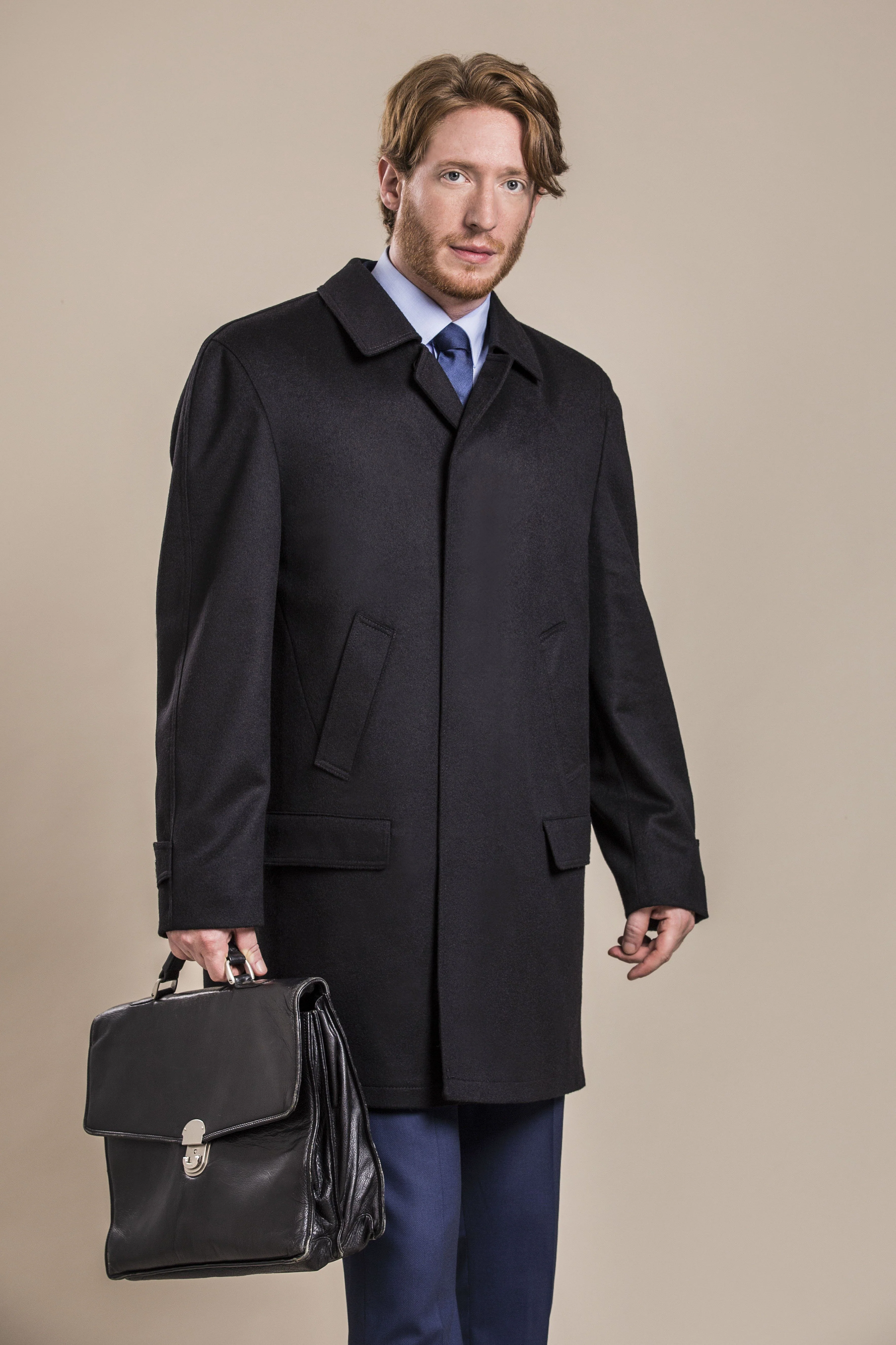Joseph - Men's Black Himalaya Loden Wool Car Coat - Image 4