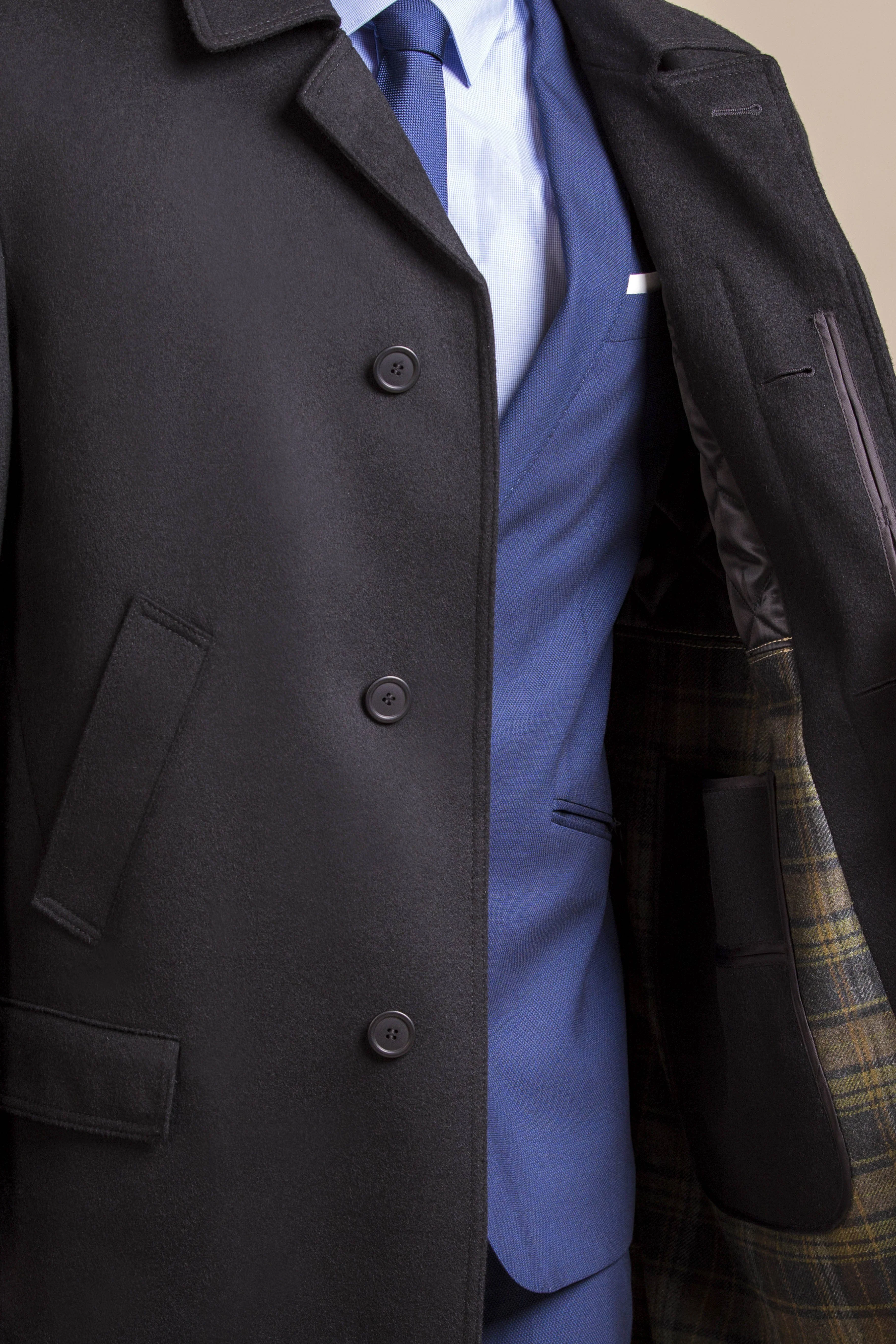 Joseph - Men's Black Himalaya Loden Wool Car Coat - Image 5