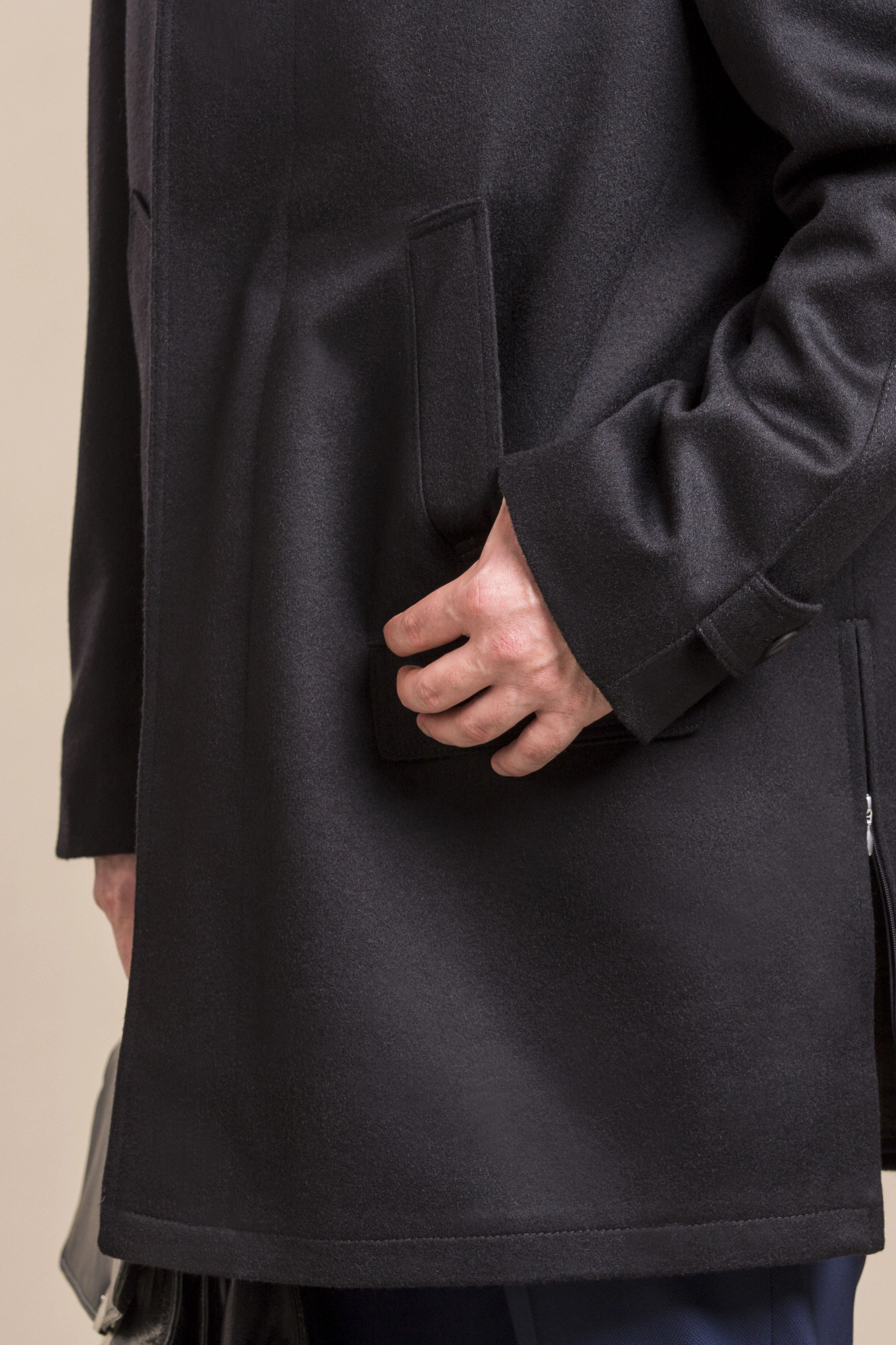 Joseph - Men's Black Himalaya Loden Wool Car Coat - Image 6