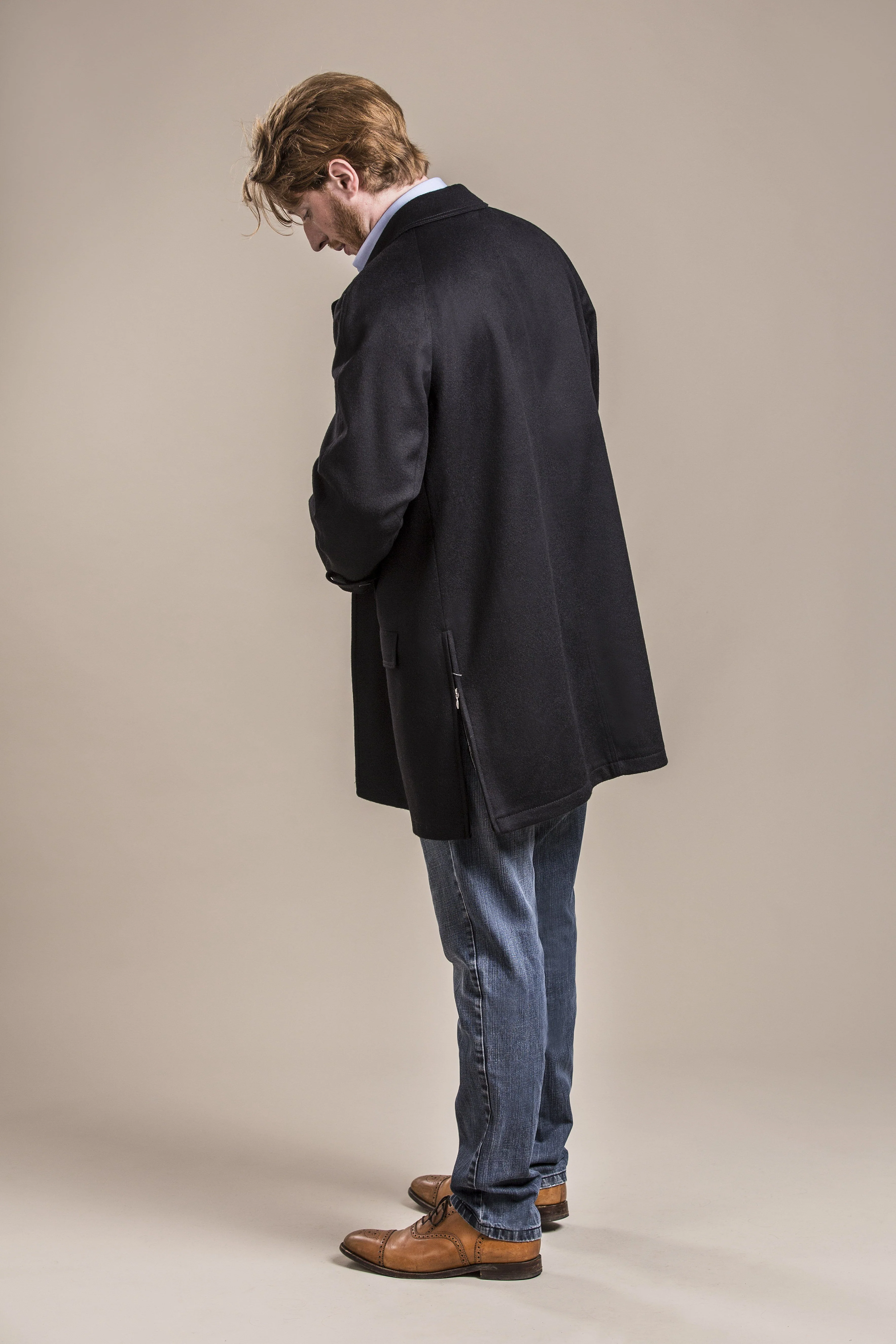 Joseph - Men's Black Himalaya Loden Wool Car Coat - Image 7