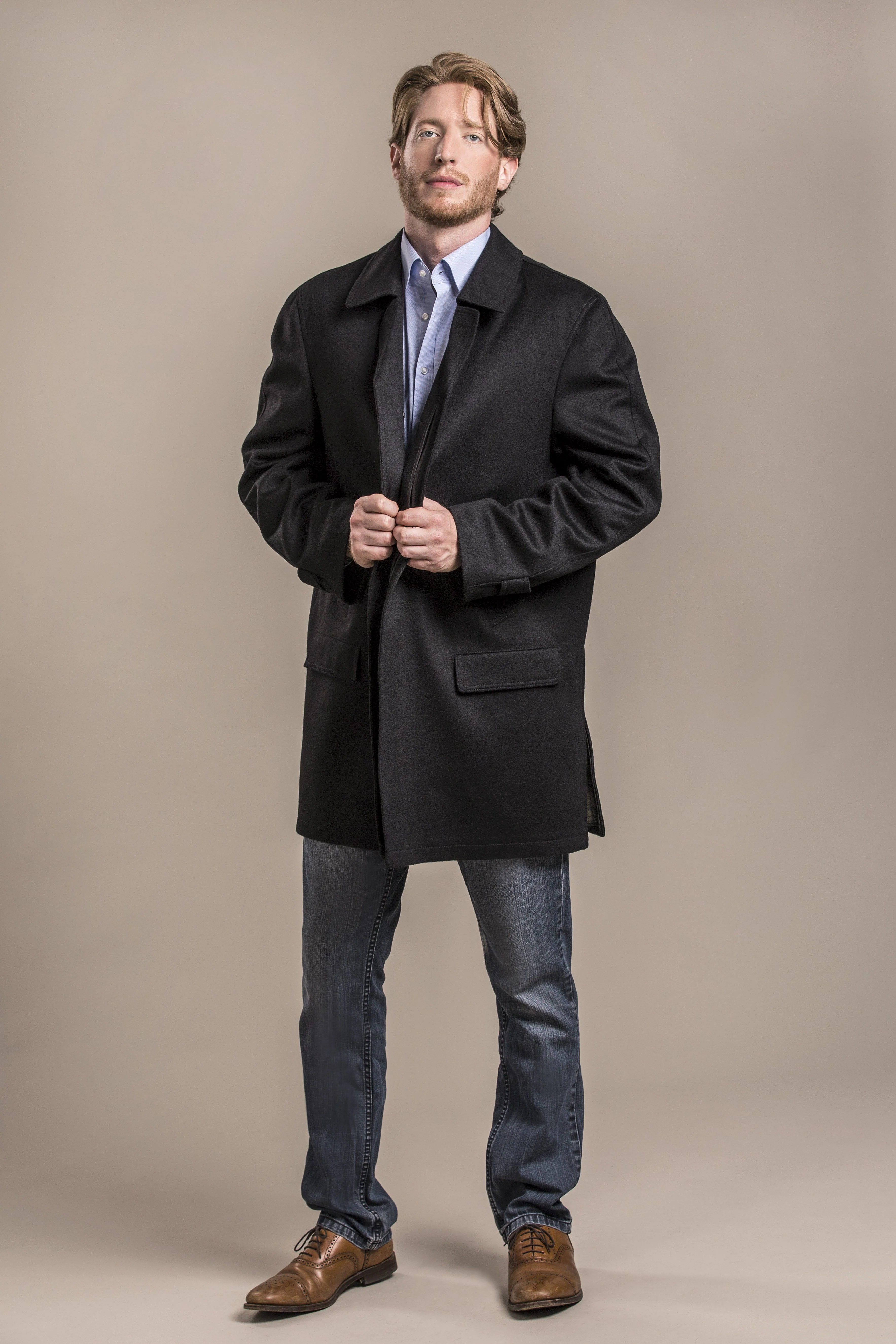 Joseph - Men's Black Himalaya Loden Wool Car Coat - Image 8