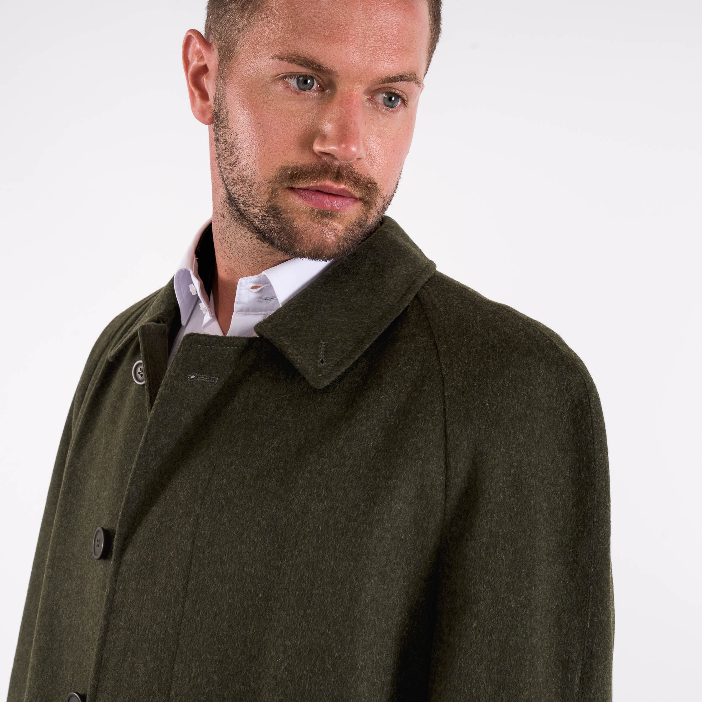 Rory - Men's Travel Weight Classic Loden Wool Overcoat with Raglan Sleeves - Image 5