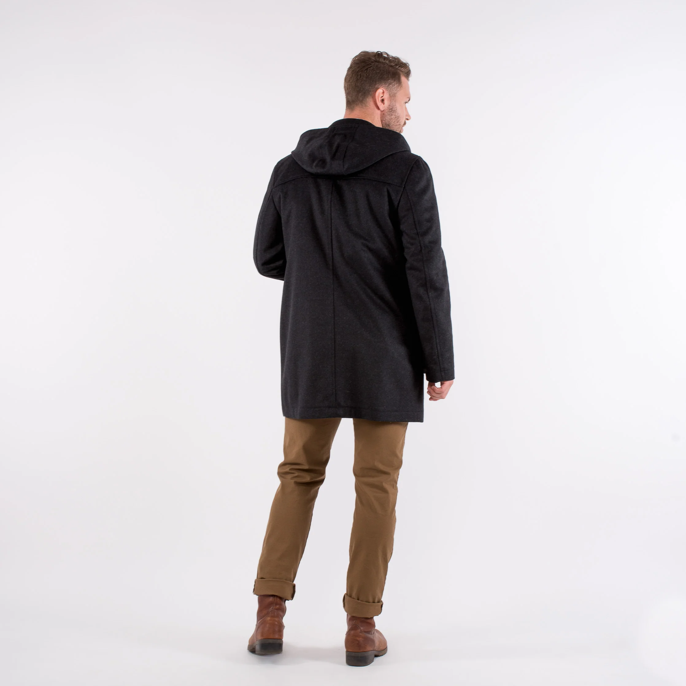 Markus - Men's Loden Wool Duffel Coat with Detachable Hood - Image 4