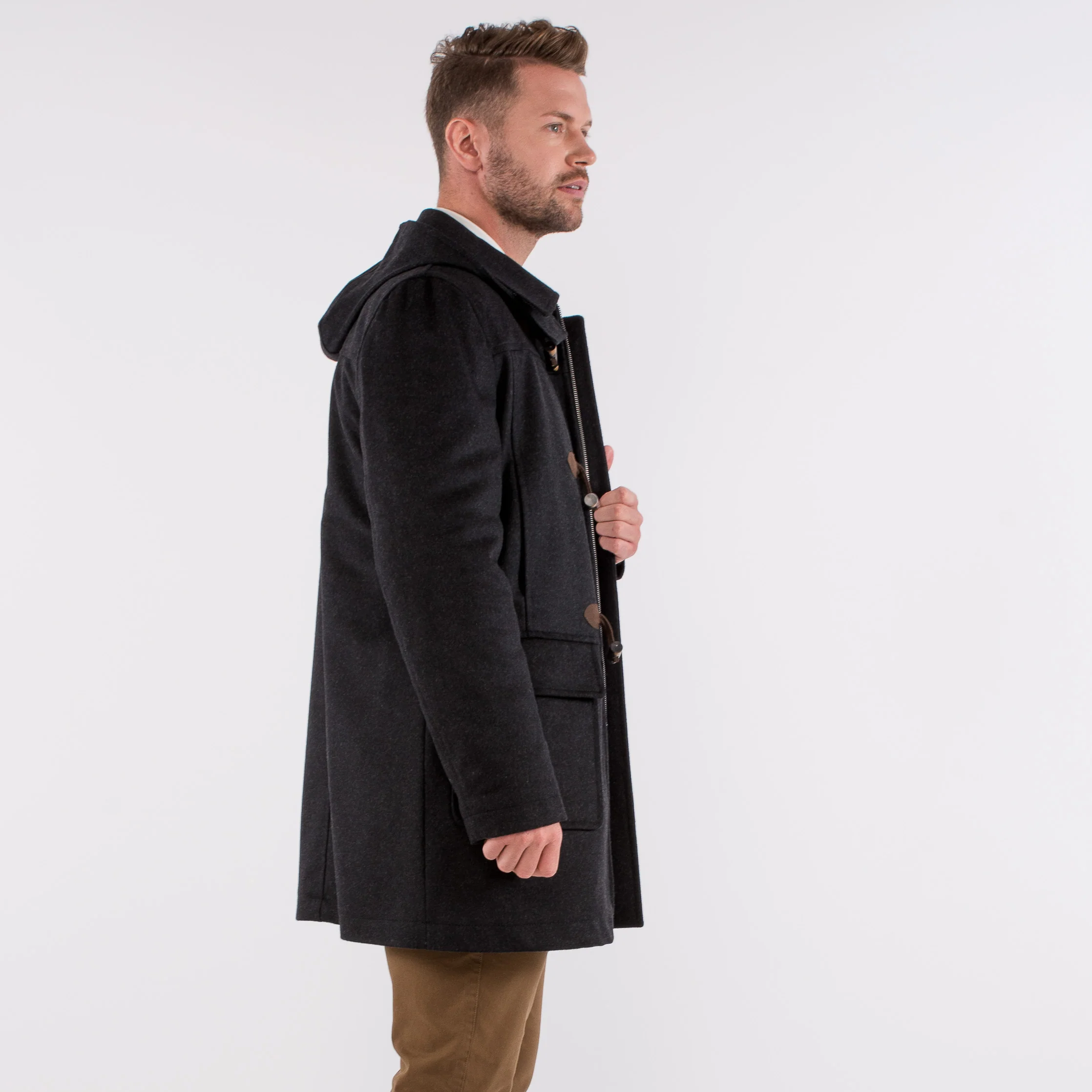 Markus - Men's Loden Wool Duffel Coat with Detachable Hood - Image 5