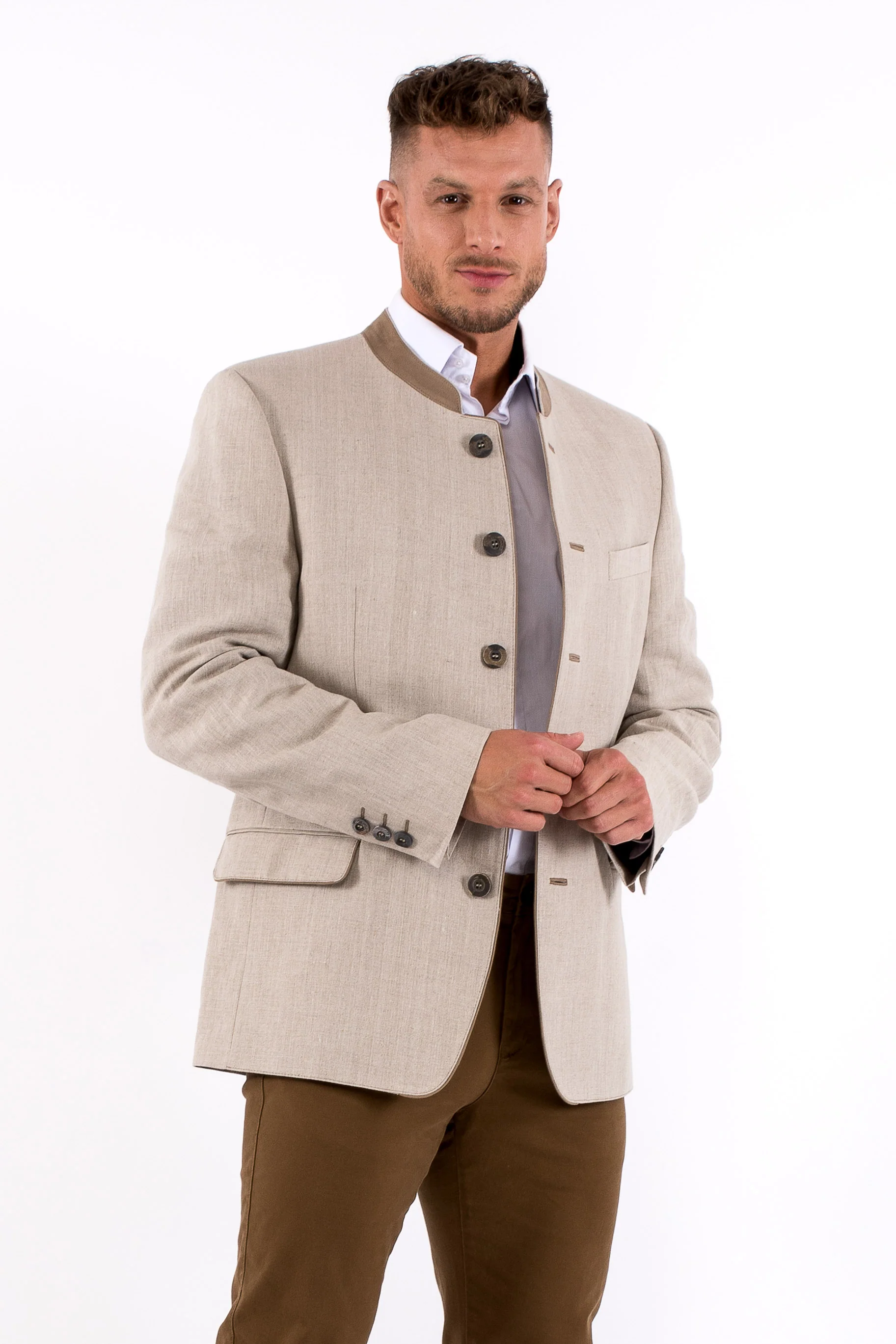 Edward - Classic Austrian Jacket in Beige Linen - Image 4