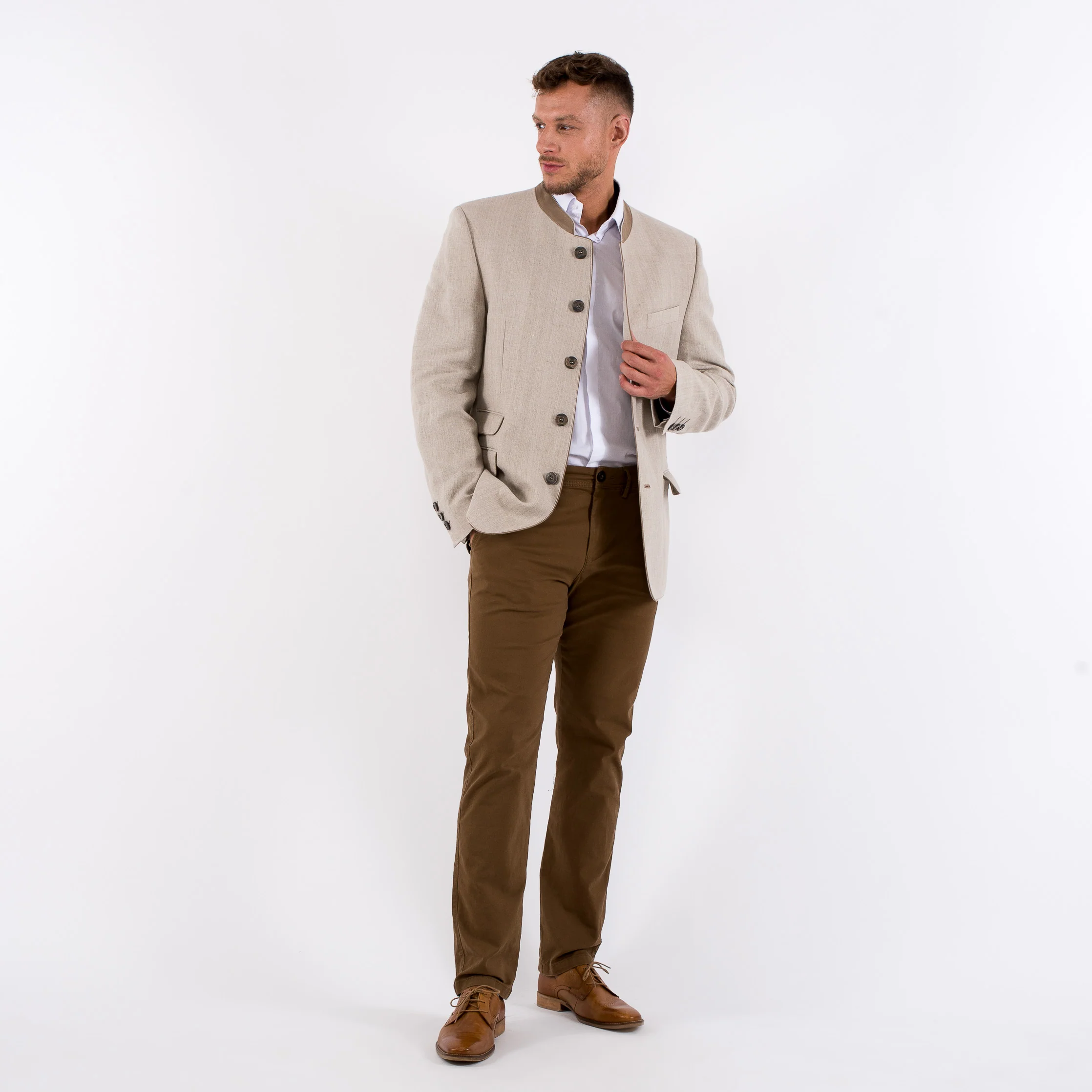 Edward - Classic Austrian Jacket in Beige Linen - Image 5
