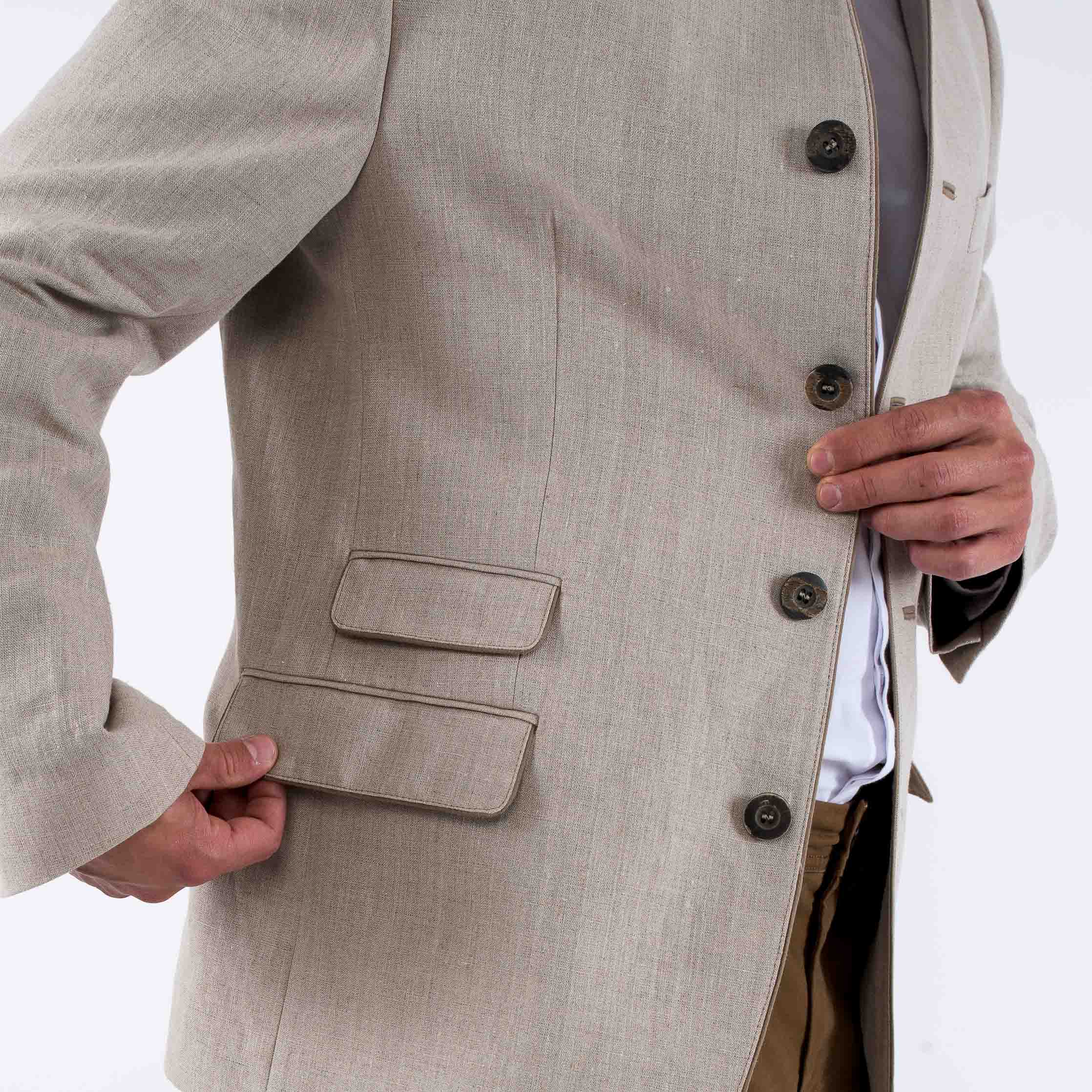 Edward - Classic Austrian Jacket in Beige Linen - Image 8
