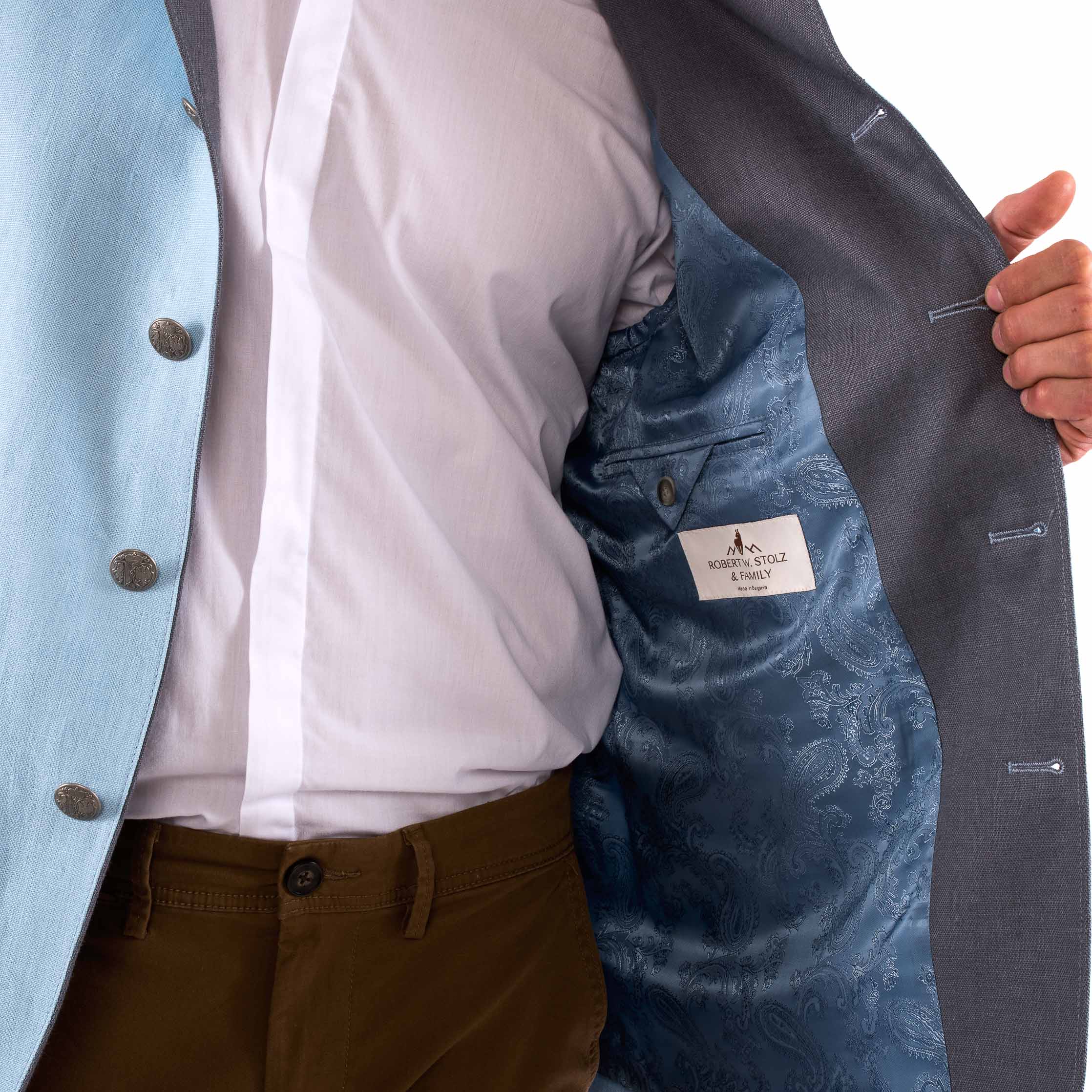 Gamlitz Men's Linen Blazer in Turquoise - Image 6