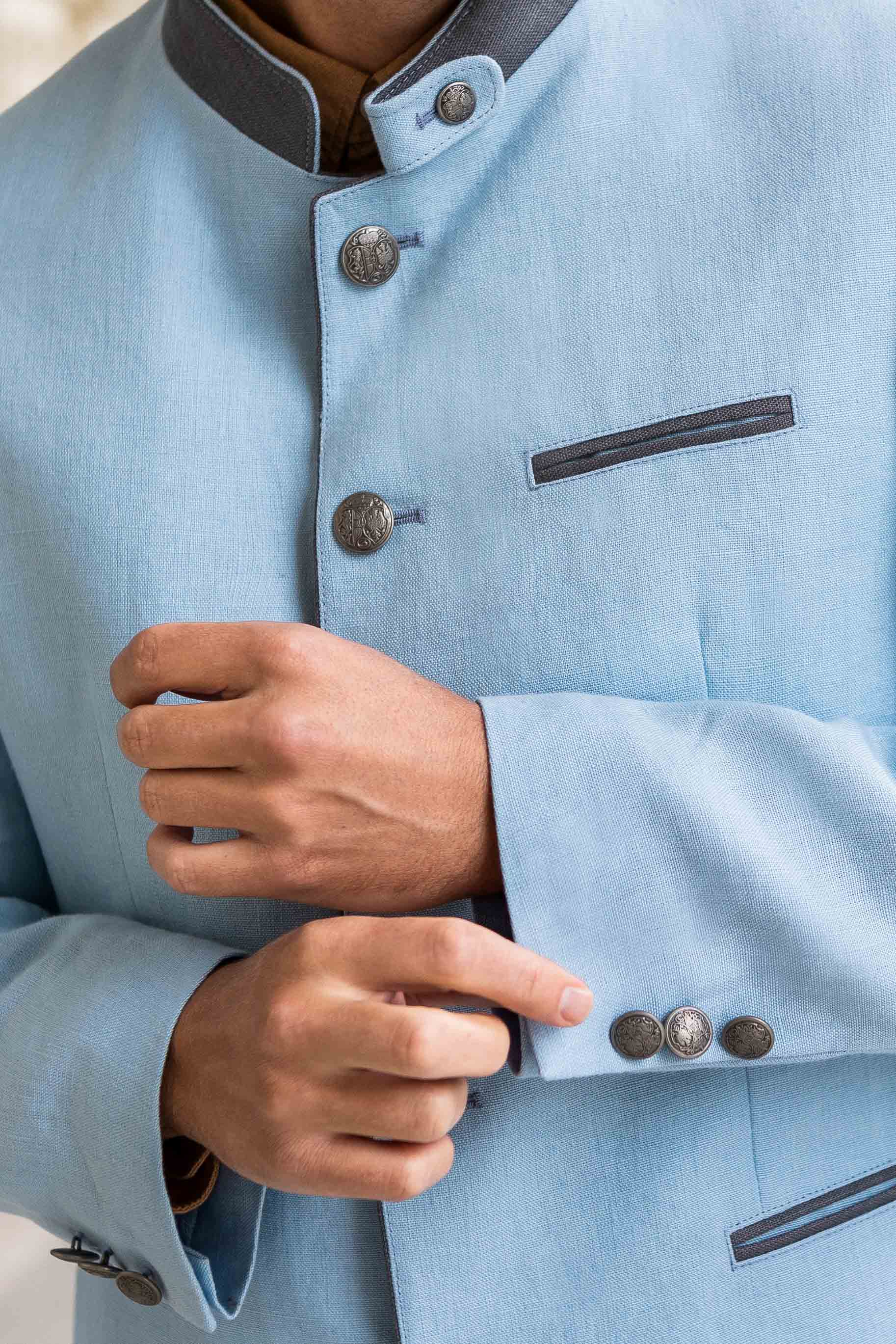 Gamlitz Men's Linen Blazer in Turquoise - Image 7