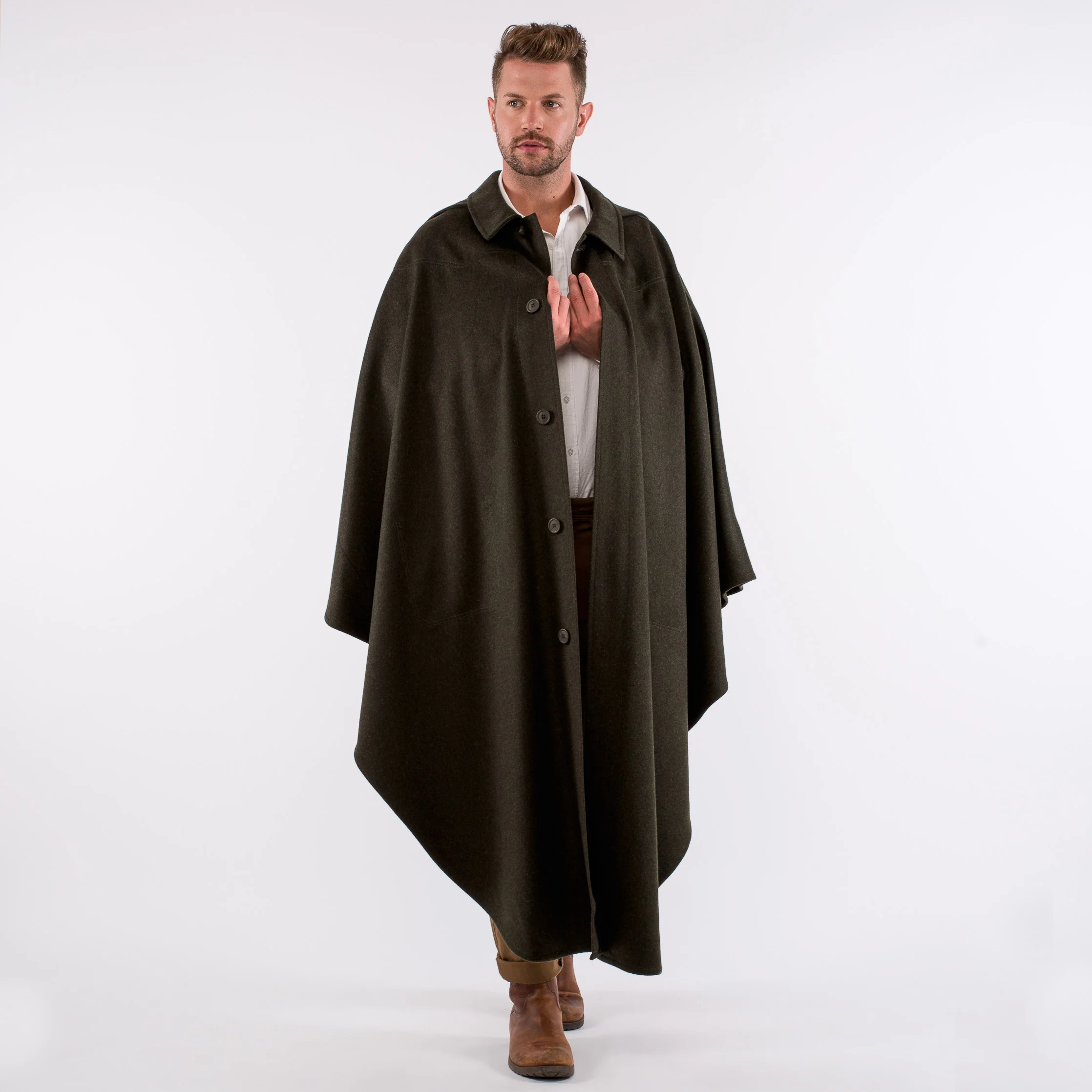 Unisex / Green Loden Cape - Image 12