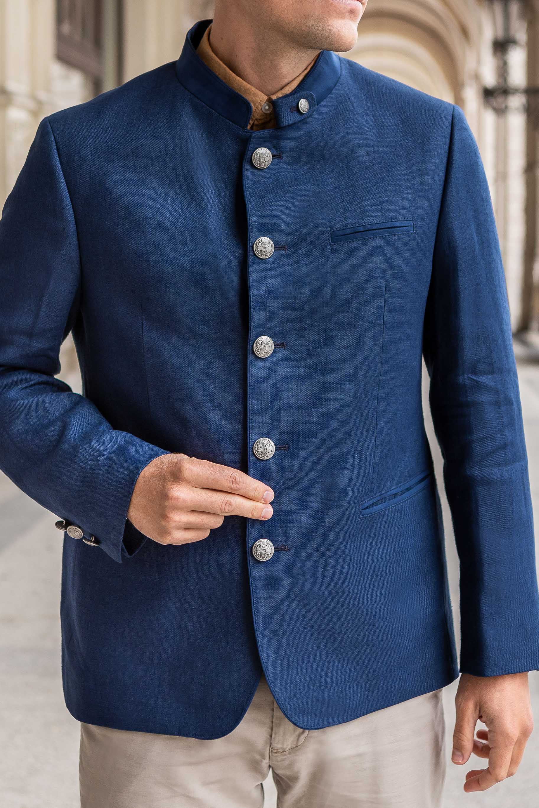 Gamlitz Men's Linen Dark Blue Blazer - Image 3
