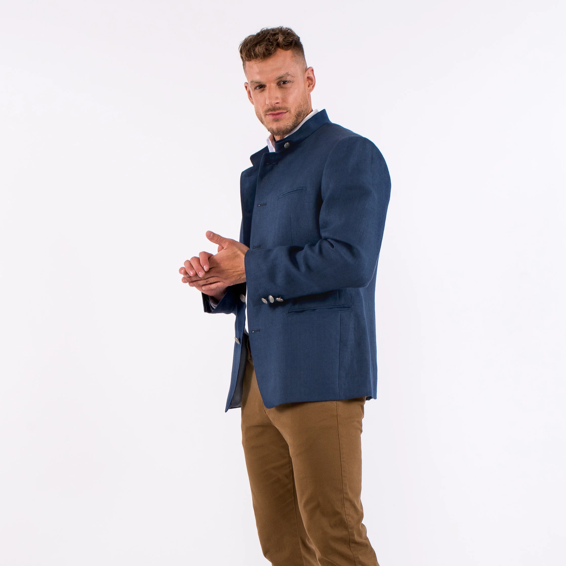 Gamlitz Men's Linen Dark Blue Blazer - Image 5