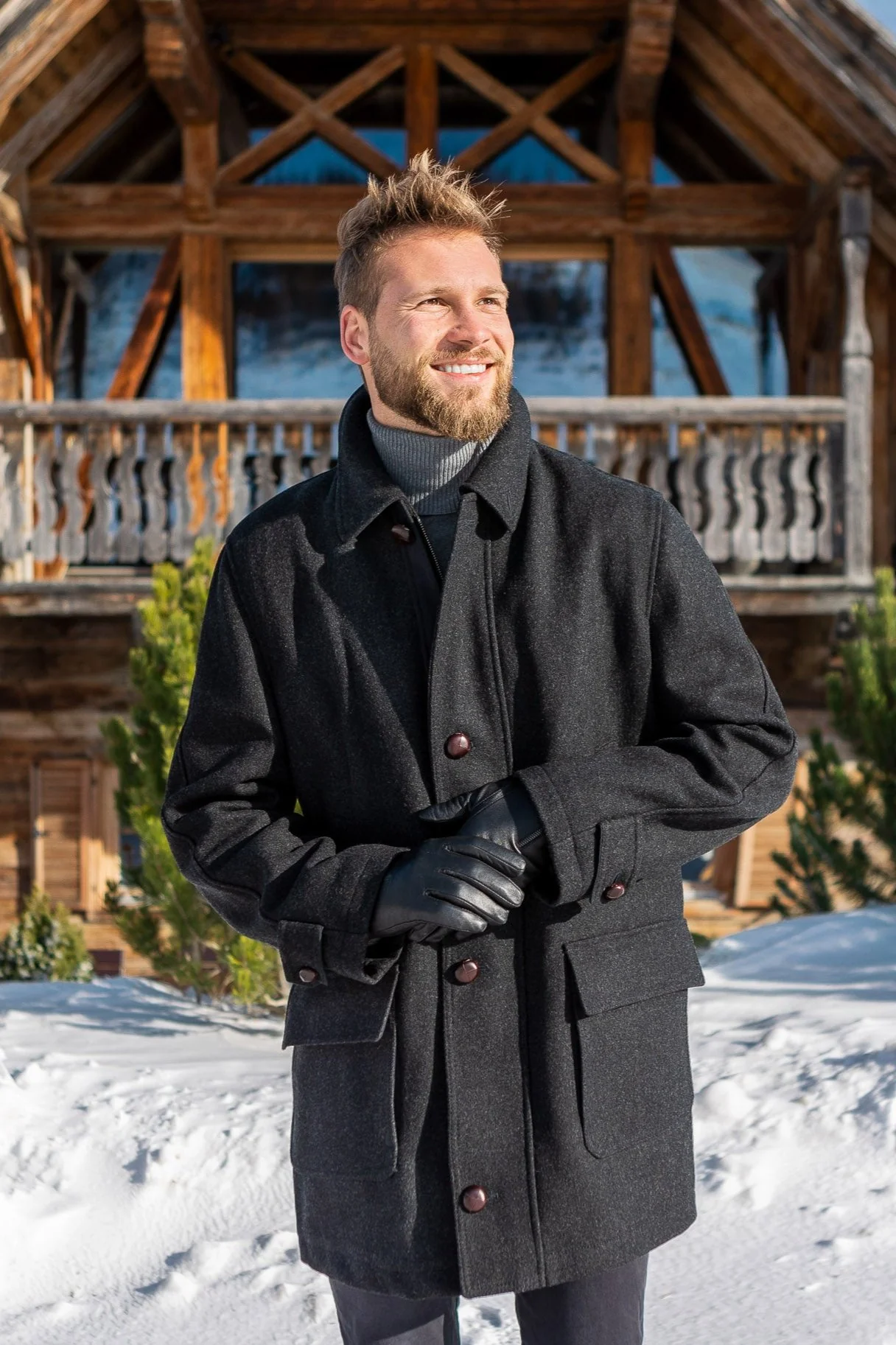 Loden Field Coat in Charcoal - Image 2