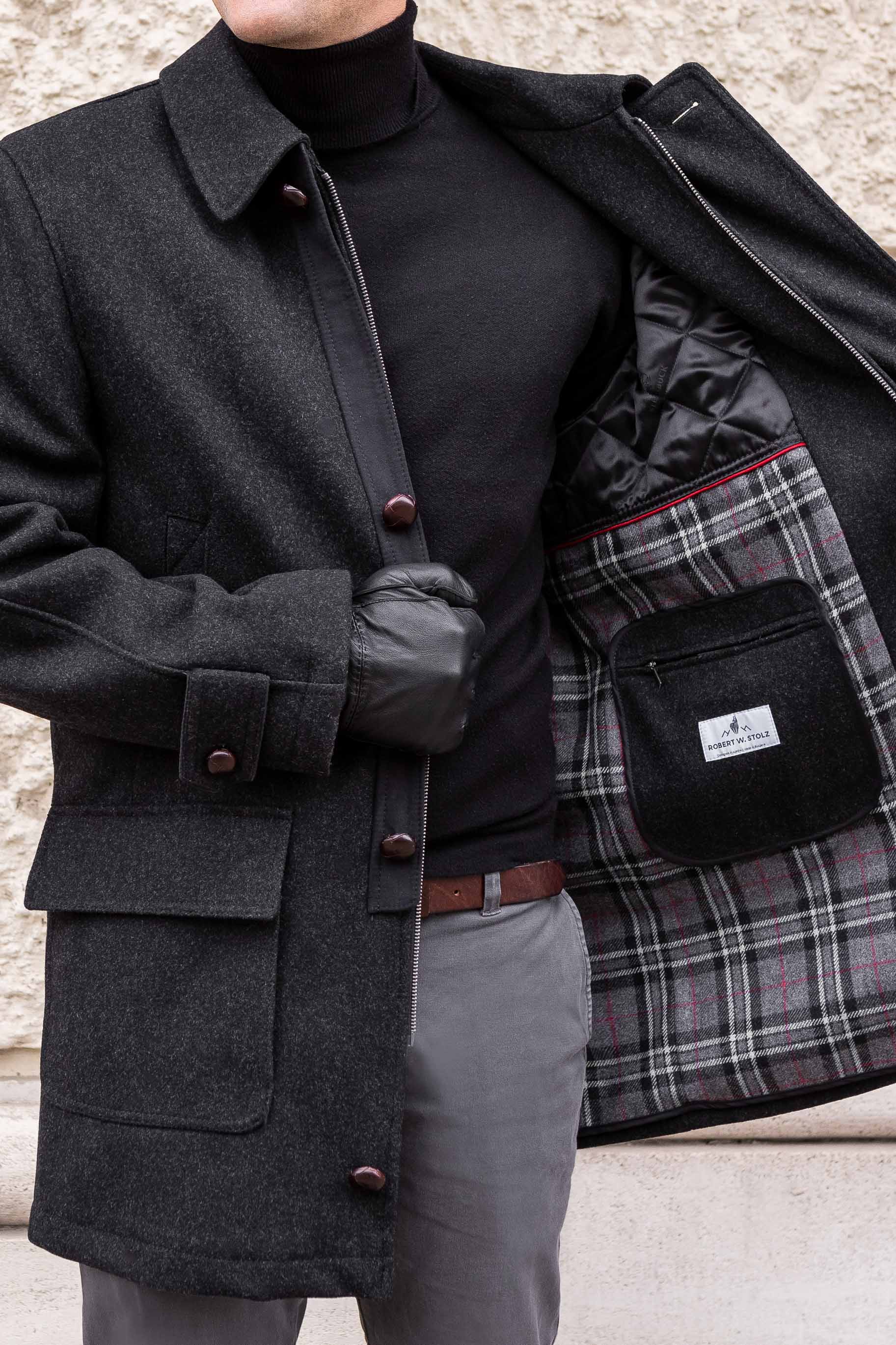 Loden Field Coat in Charcoal - Image 3