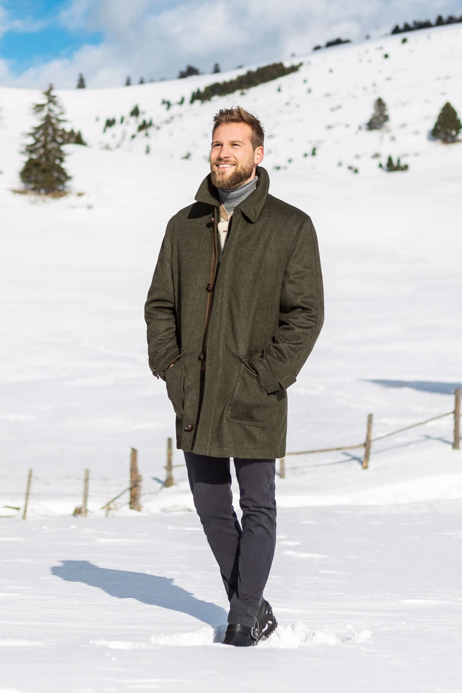 Loden Field Coat Olive - Image 2