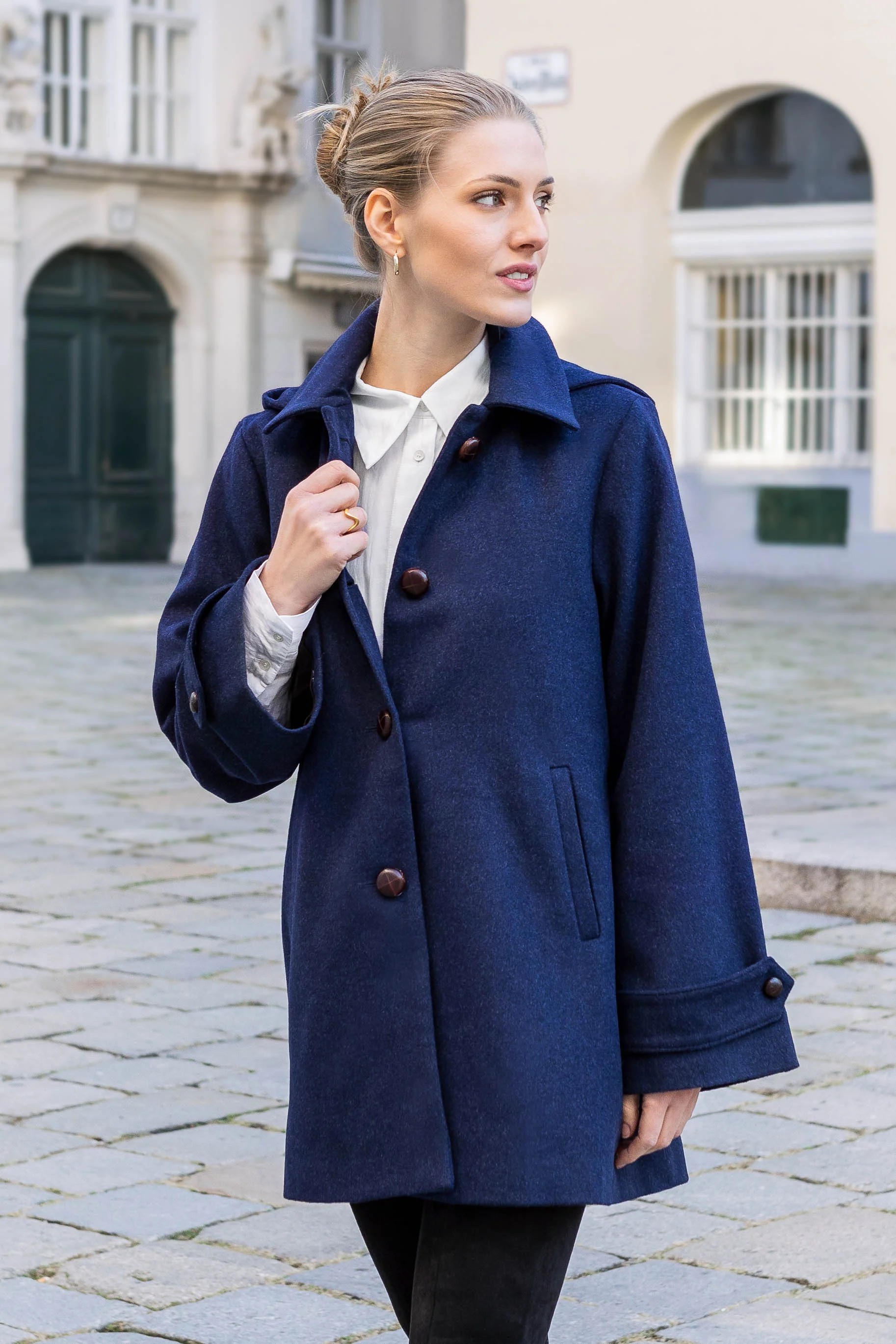 Nadya Loden Coat in Navy - Image 2