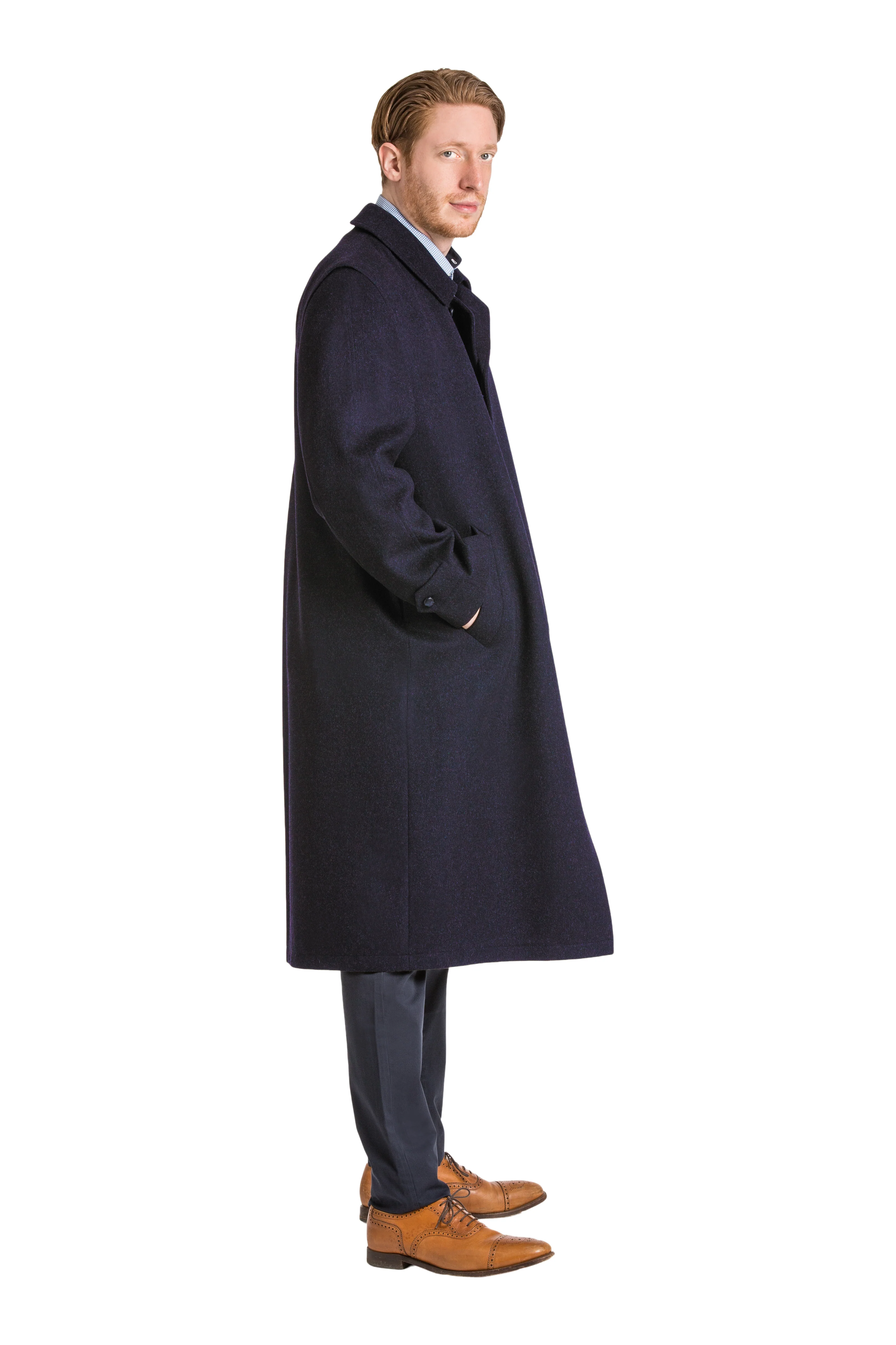 Sud Tiroler - Men's Loden Overcoat in Navy Blue with zip out lining - Image 5