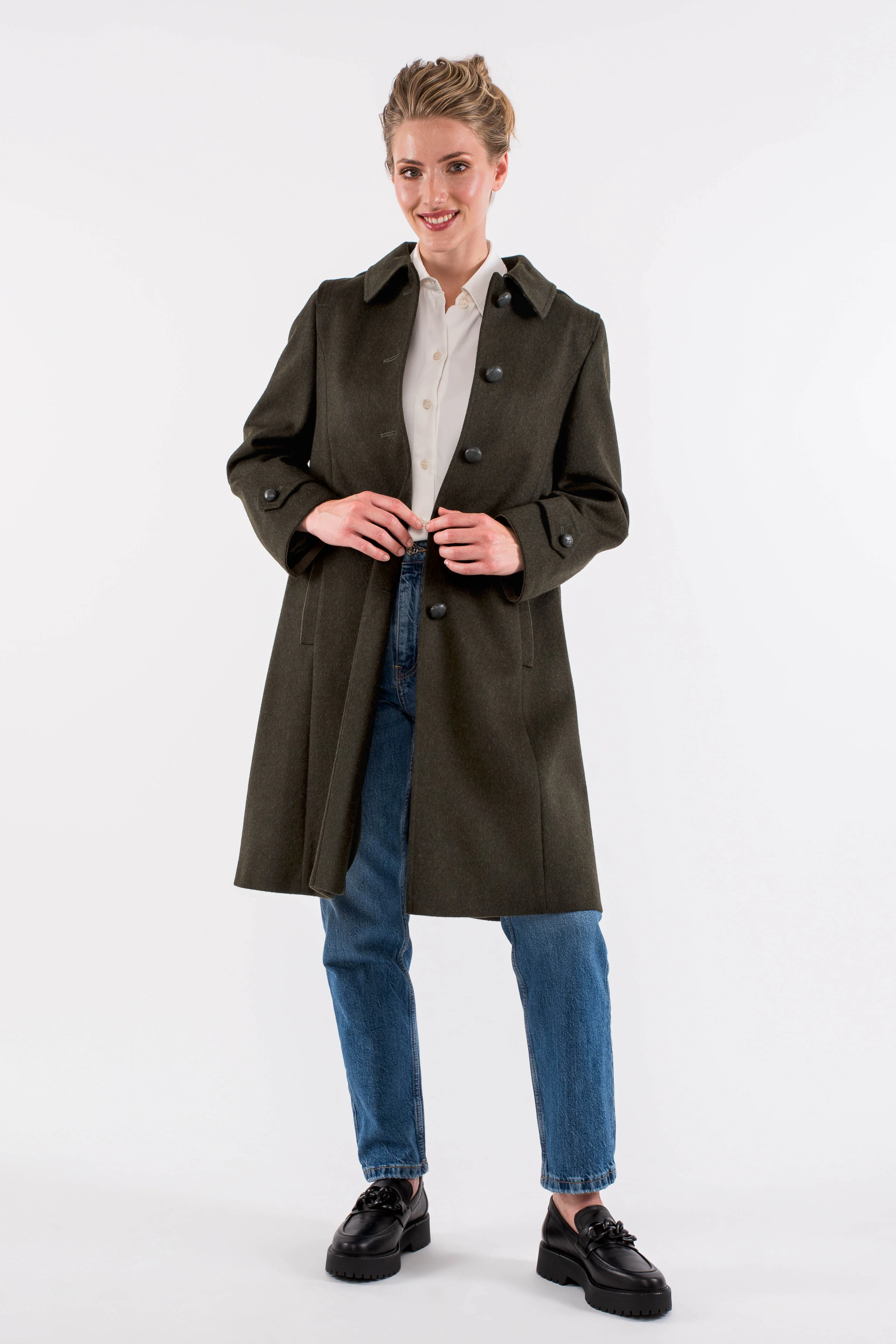 Silvia - Women's Petite Loden Coat in Green - Image 4