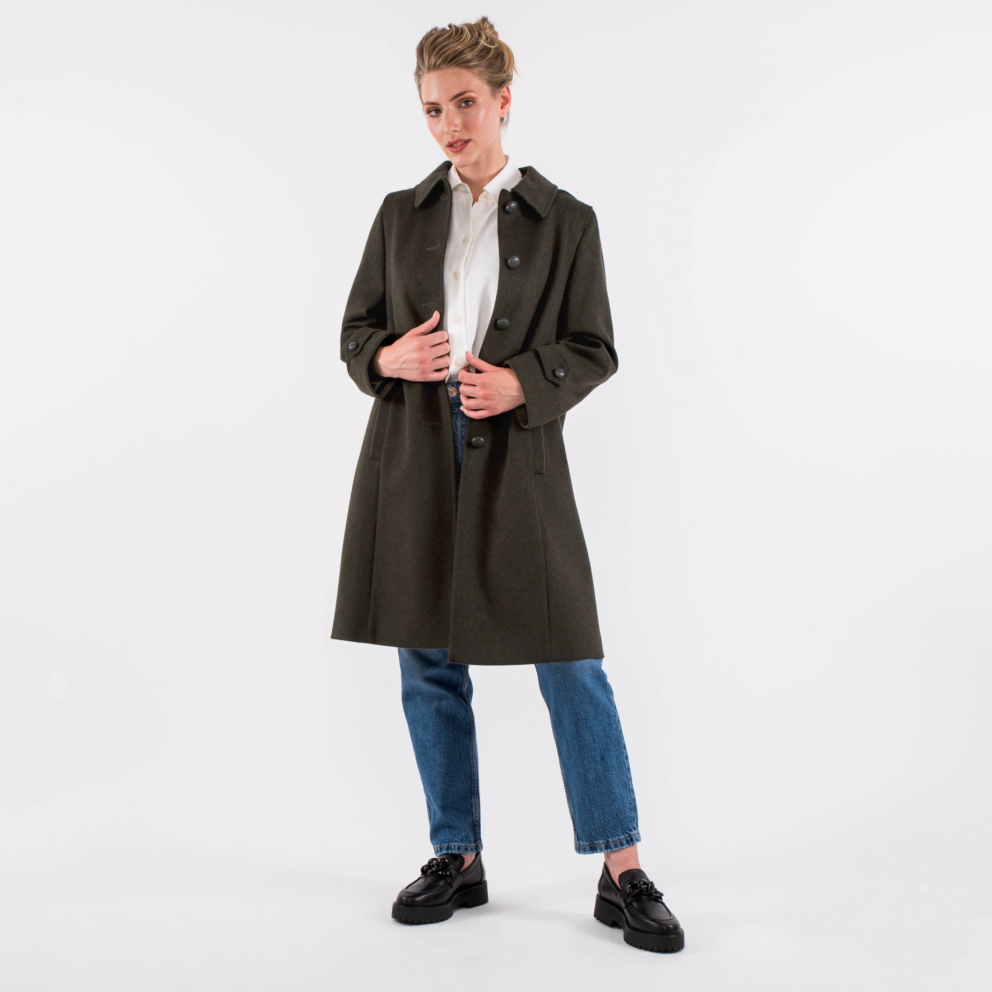 Silvia - Women's Petite Loden Coat in Green - Image 5