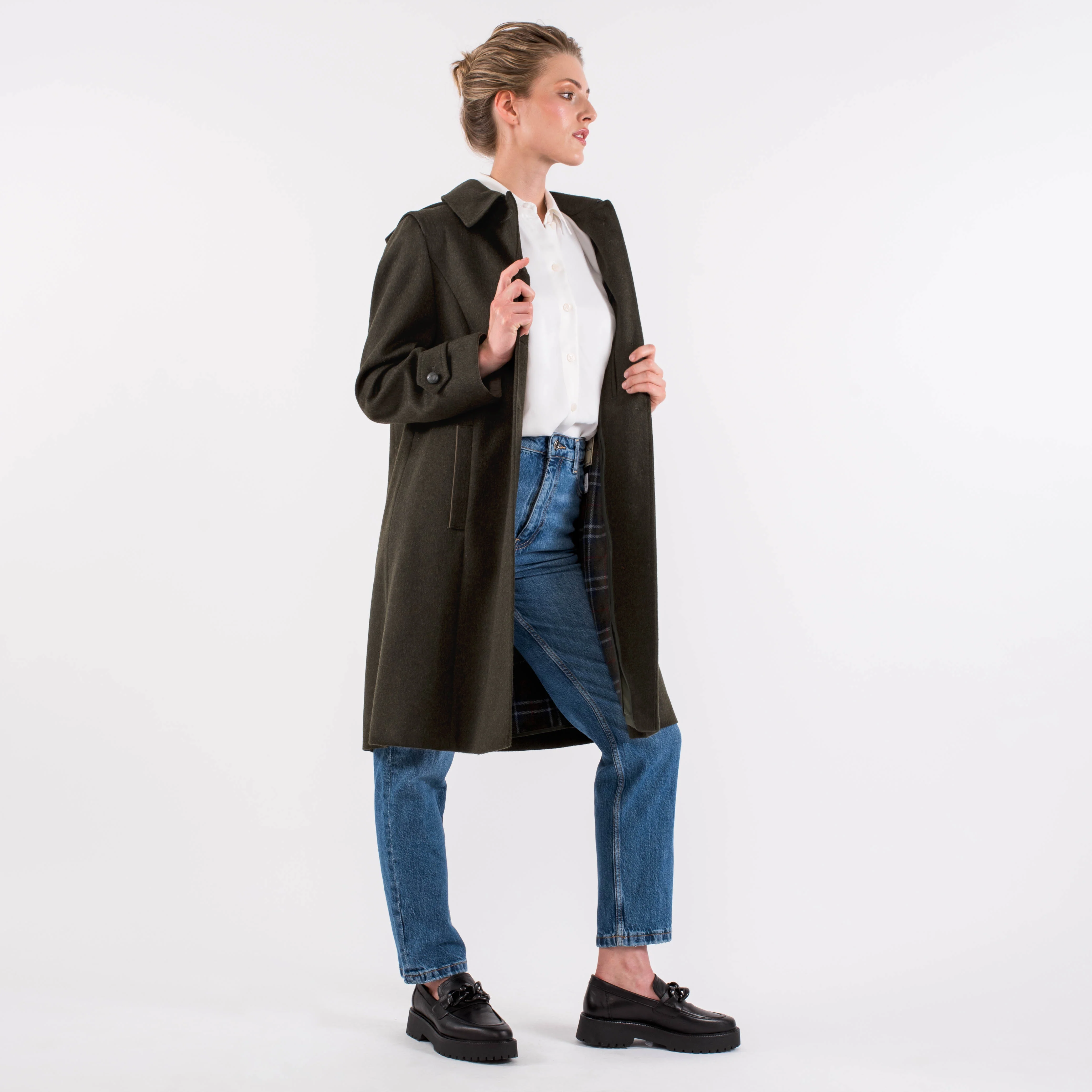 Silvia - Women's Petite Loden Coat in Green - Image 7
