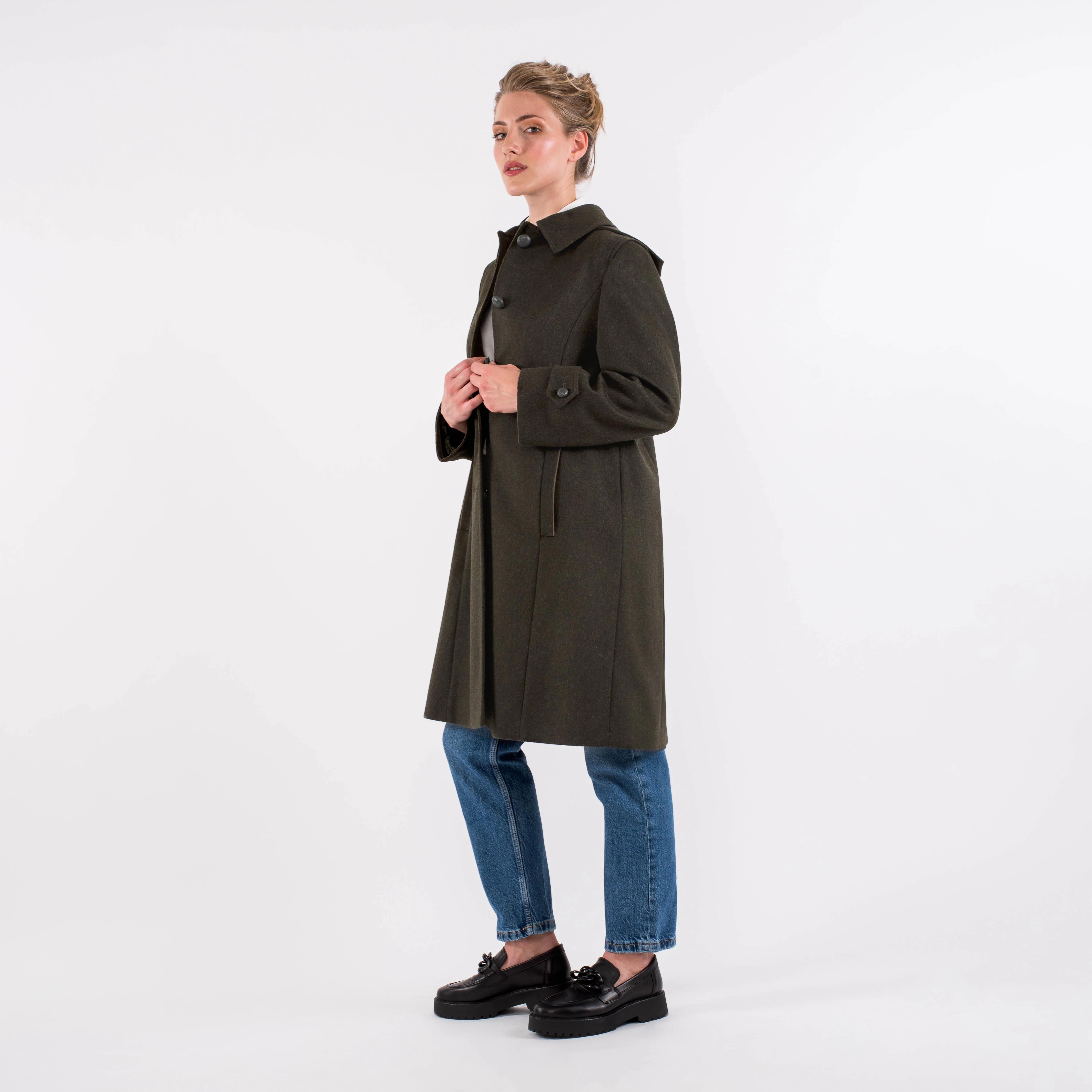 Silvia - Women's Petite Loden Coat in Green - Image 8