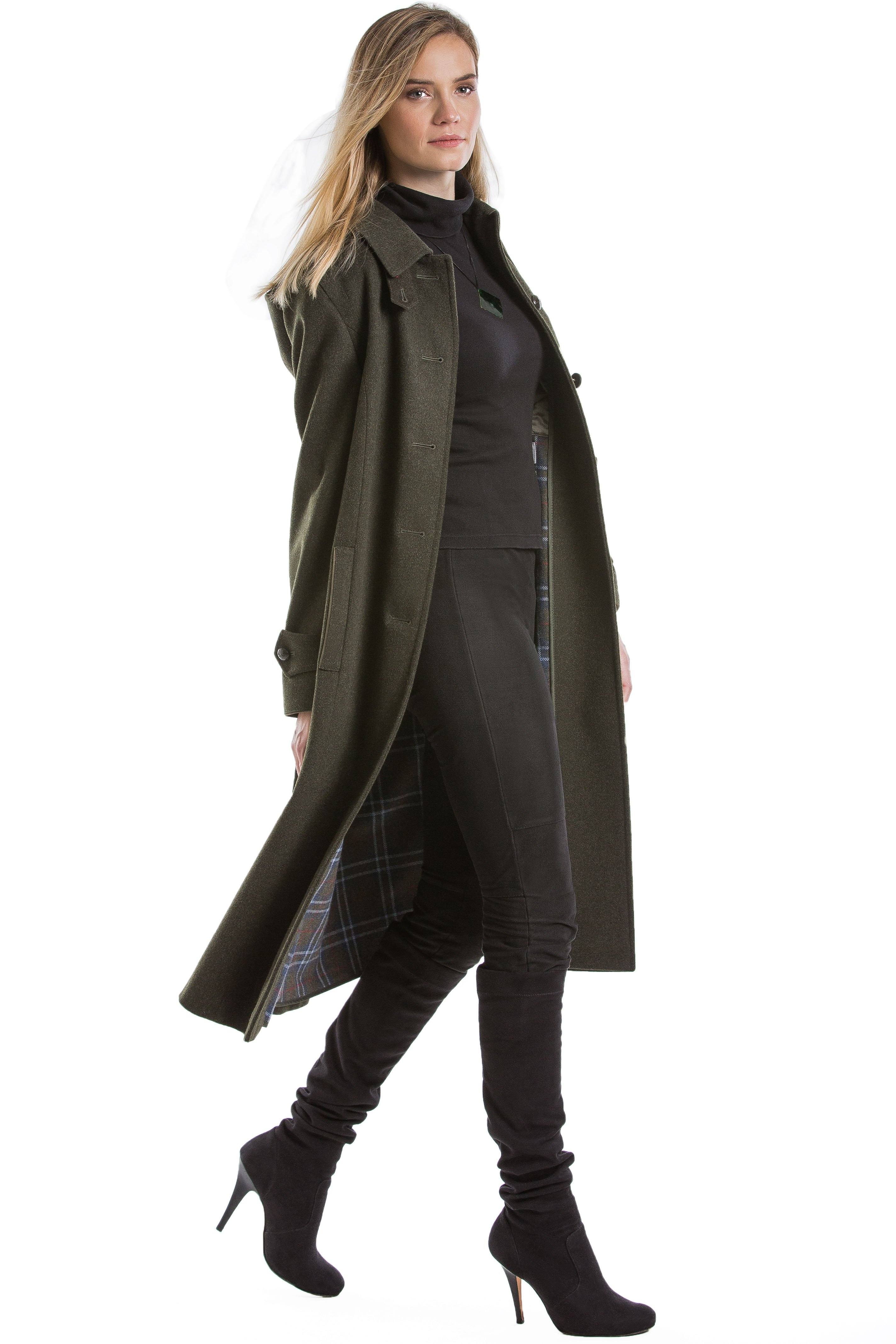 Silvia - Women's Traditional Loden Coat in Green with zip out lining - Image 3