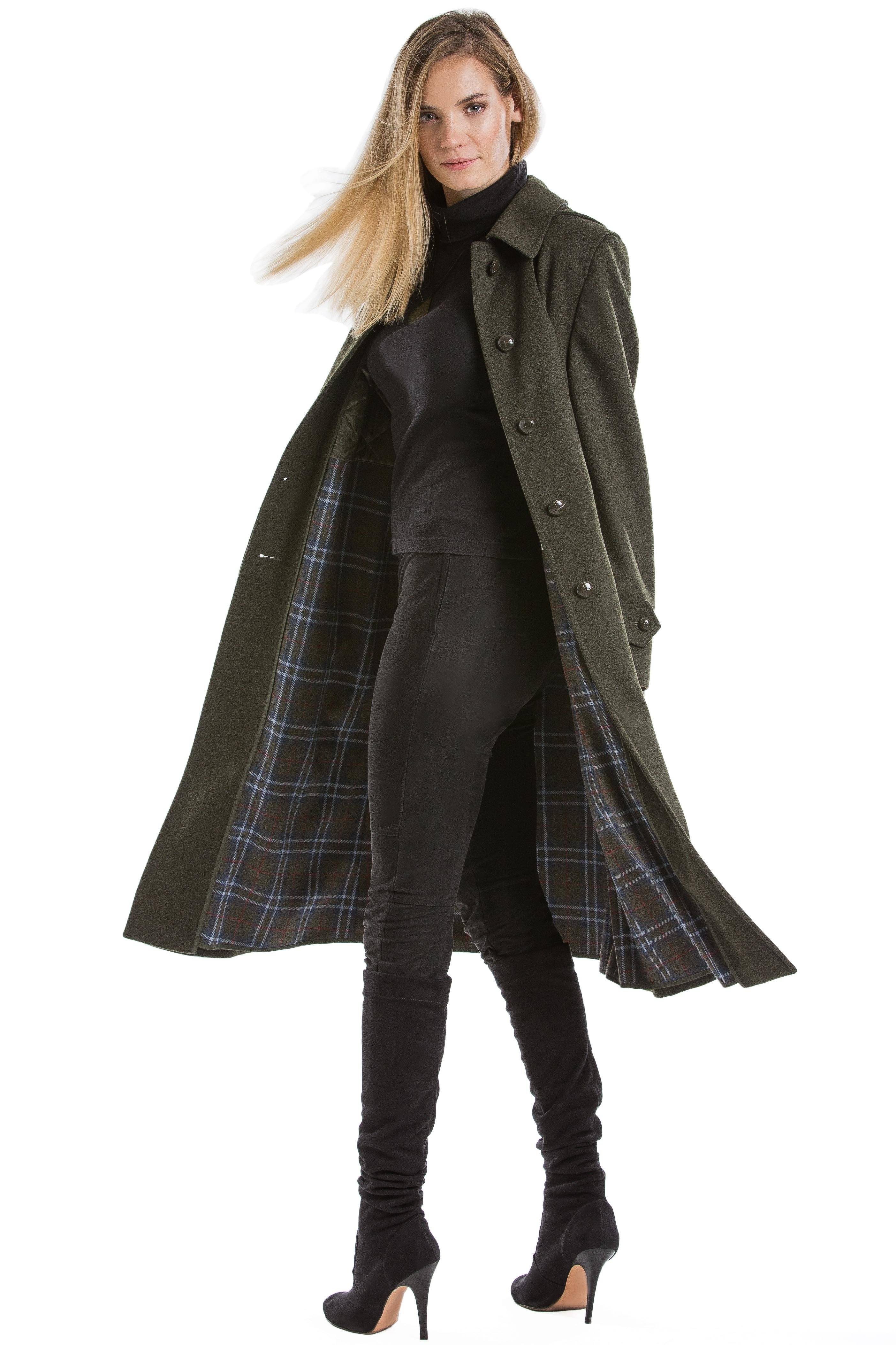 Silvia - Women's Traditional Loden Coat in Green with zip out lining - Image 6