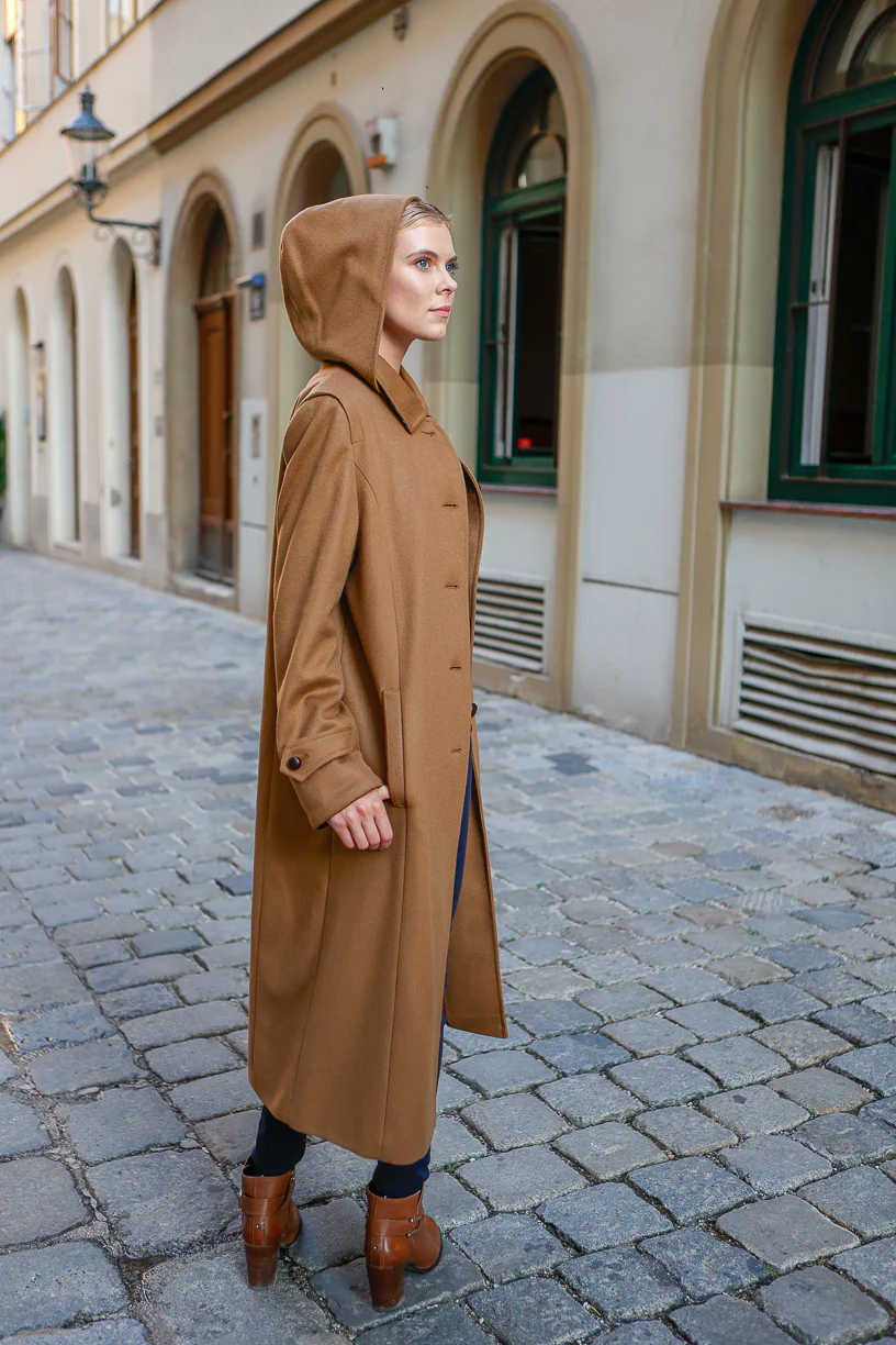 Silvia - Women's Traditional Loden Coat in Camel with zip out lining - Image 4