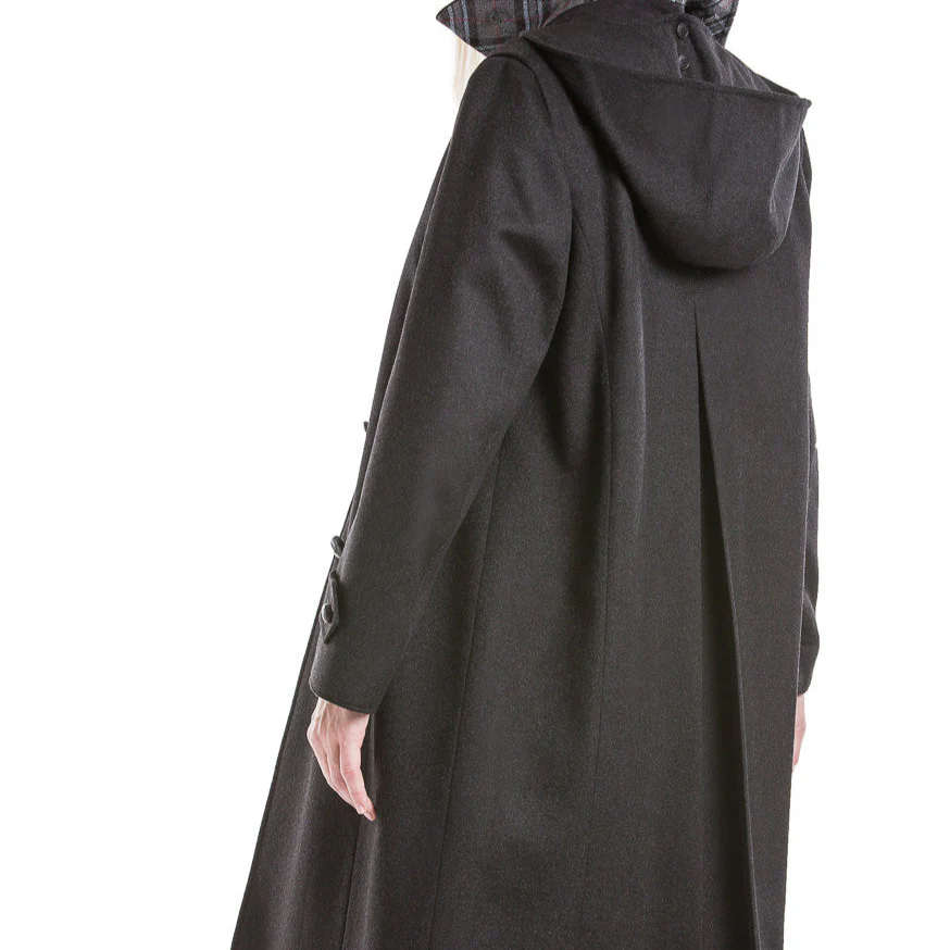 Silvia - Women's Traditional Loden Wool Coat in Charcoal - Image 3