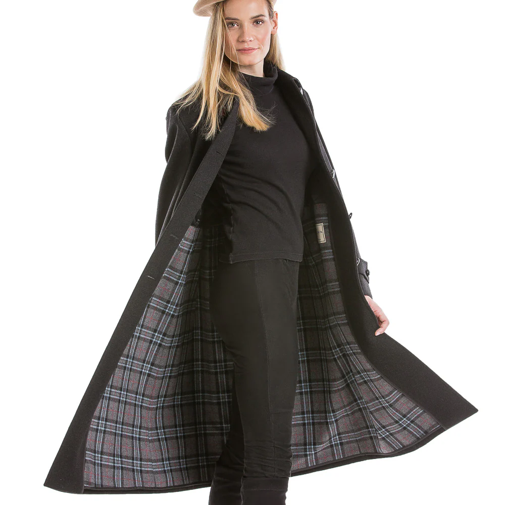 Silvia - Women's Traditional Loden Wool Coat in Charcoal - Image 4
