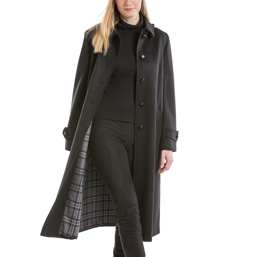Silvia - Women's Traditional Loden Wool Coat in Charcoal - Image 5
