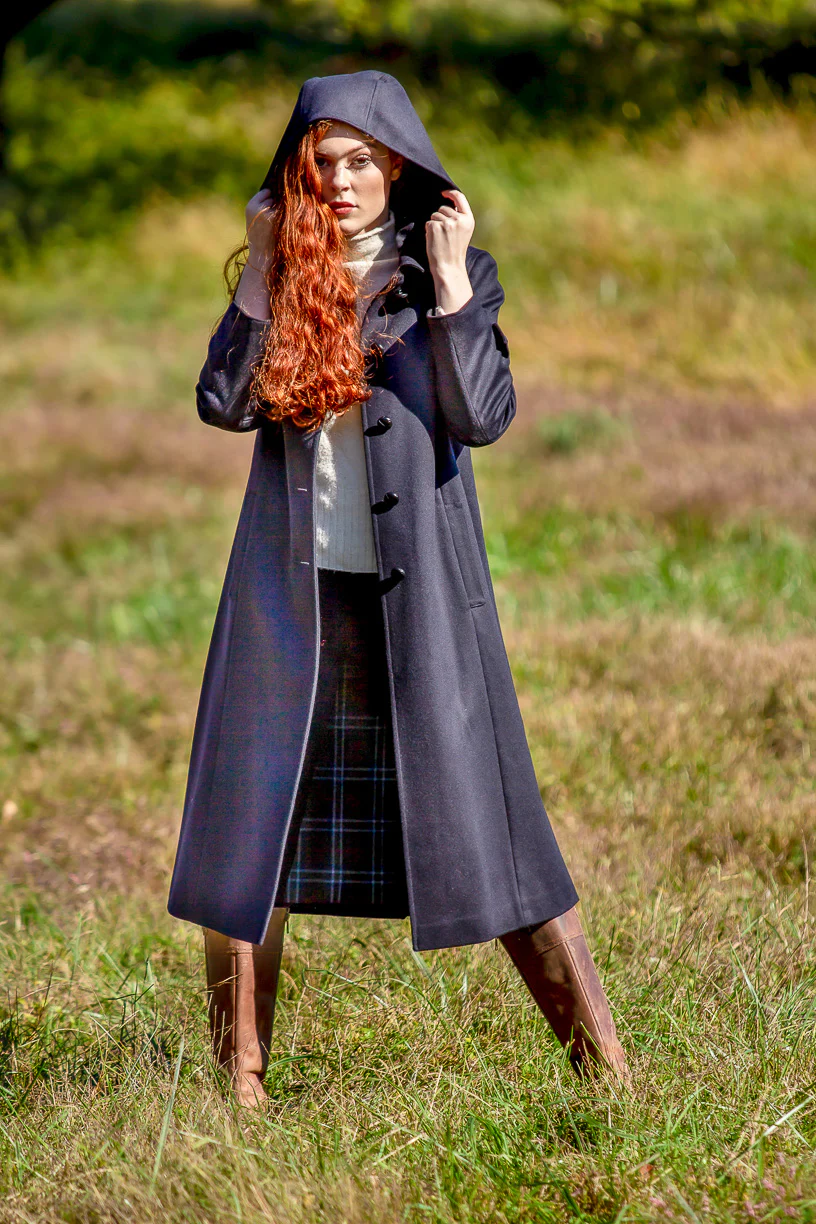 Silvia - Women's Traditional Loden Wool Coat in Navy Blue - Image 3