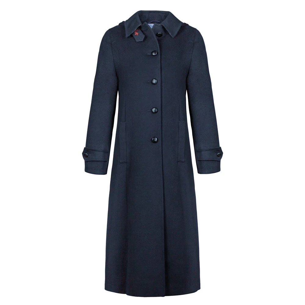 Silvia - Women's Traditional Loden Wool Coat in Navy Blue - Image 6