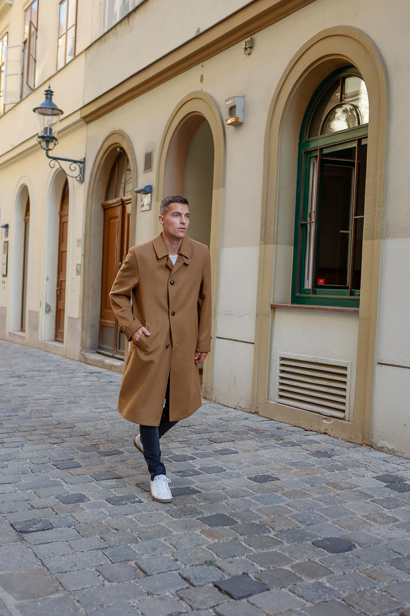 Sud Tiroler - Men's Loden Overcoat in Camel with zip out lining - Image 3