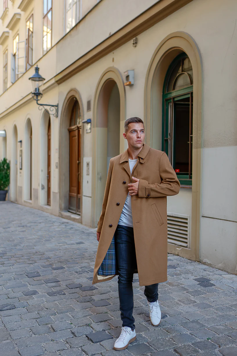 Sud Tiroler - Men's Loden Overcoat in Camel with zip out lining - Image 4