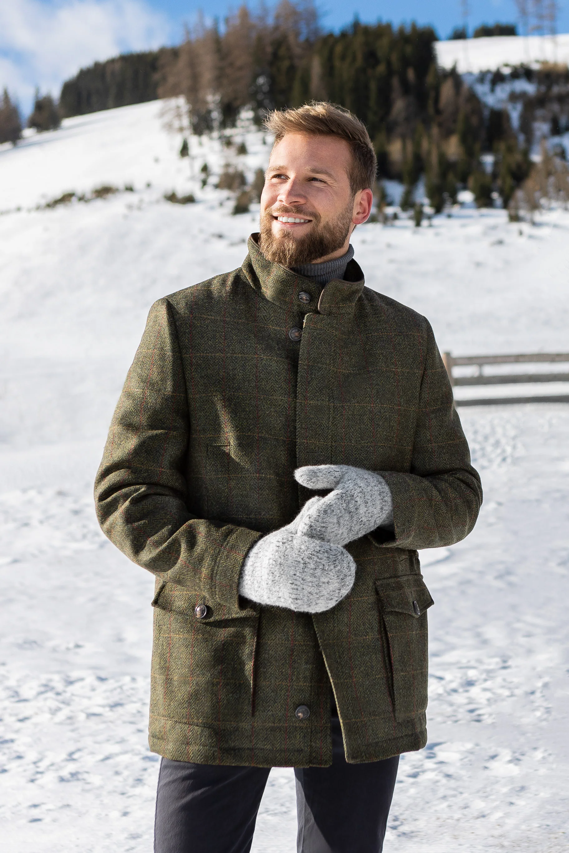 Winston Winter Country Coat in Olive or Brown Tweed - Image 4