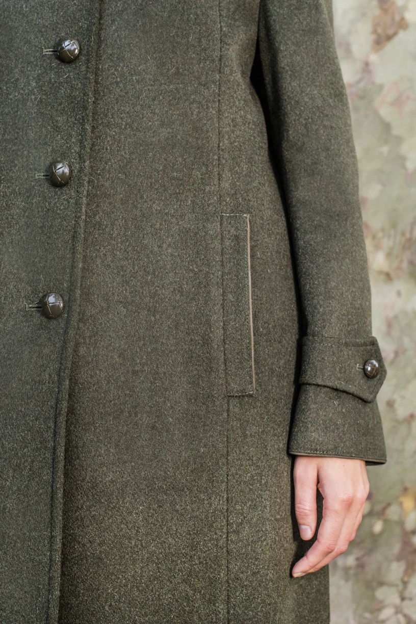 Silvia - Women's Traditional Loden Wool Coat in Green - Image 4