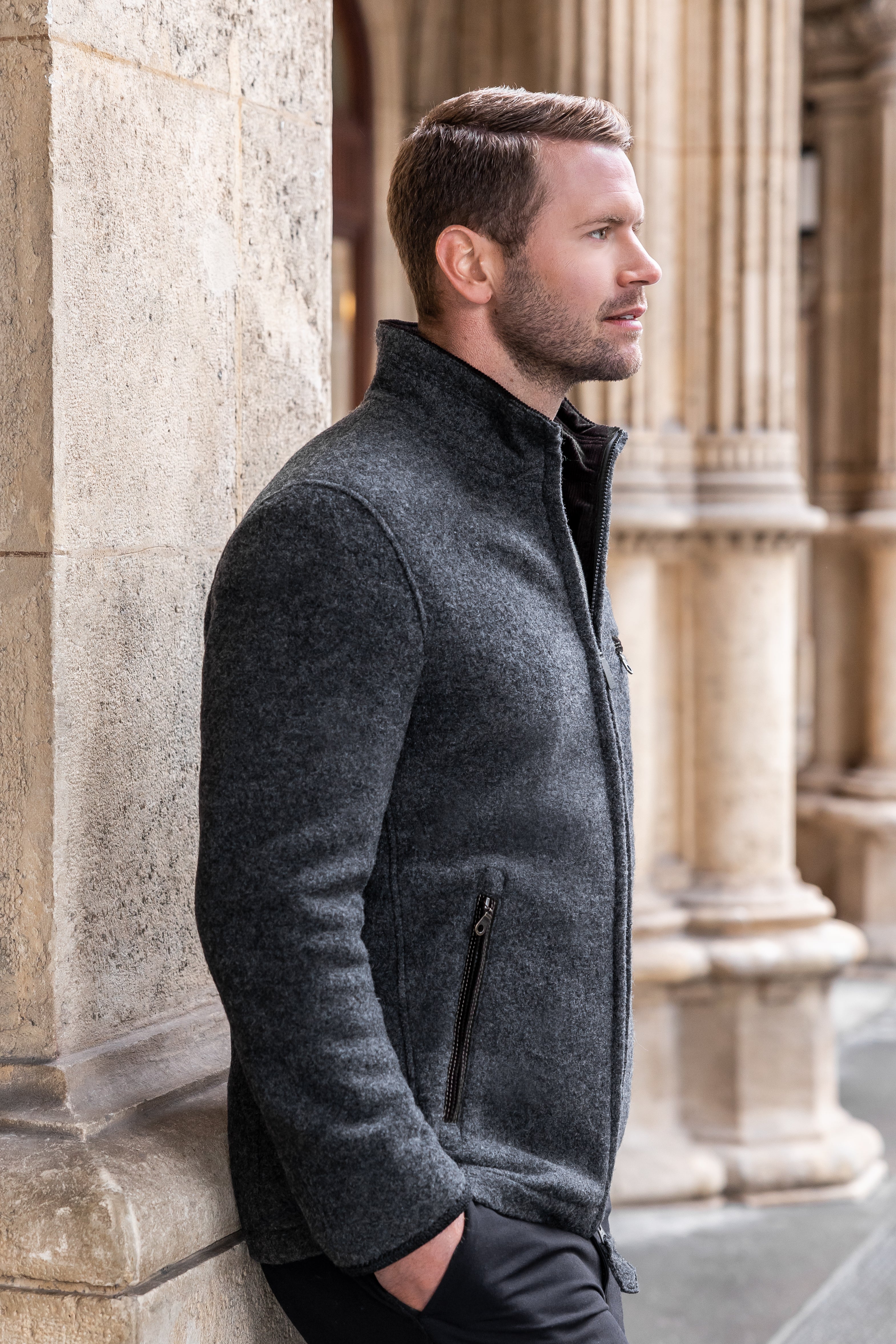 Felix Zippered  Pure Wool Bomber Jacket - Image 3